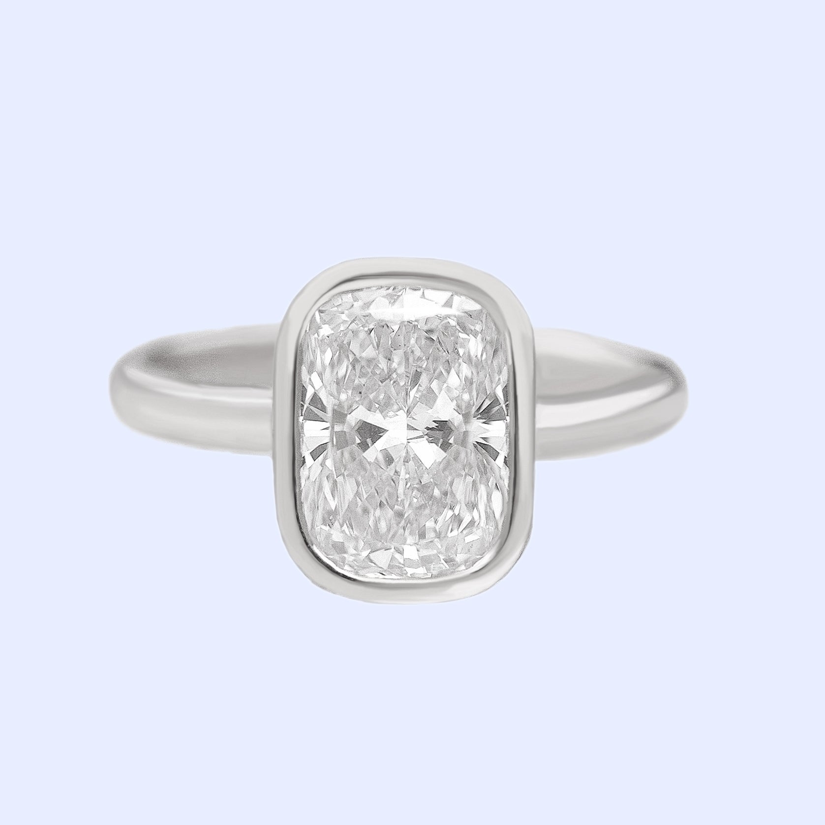 Cushion Cut Solitaire Bezel Set Diamond Engagement Ring - Grace