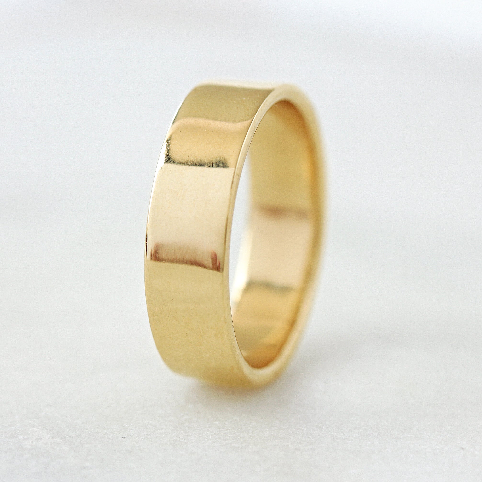 6mm Wide 14K / 18K Solid Gold Cigar Men Wedding Ring Unisex