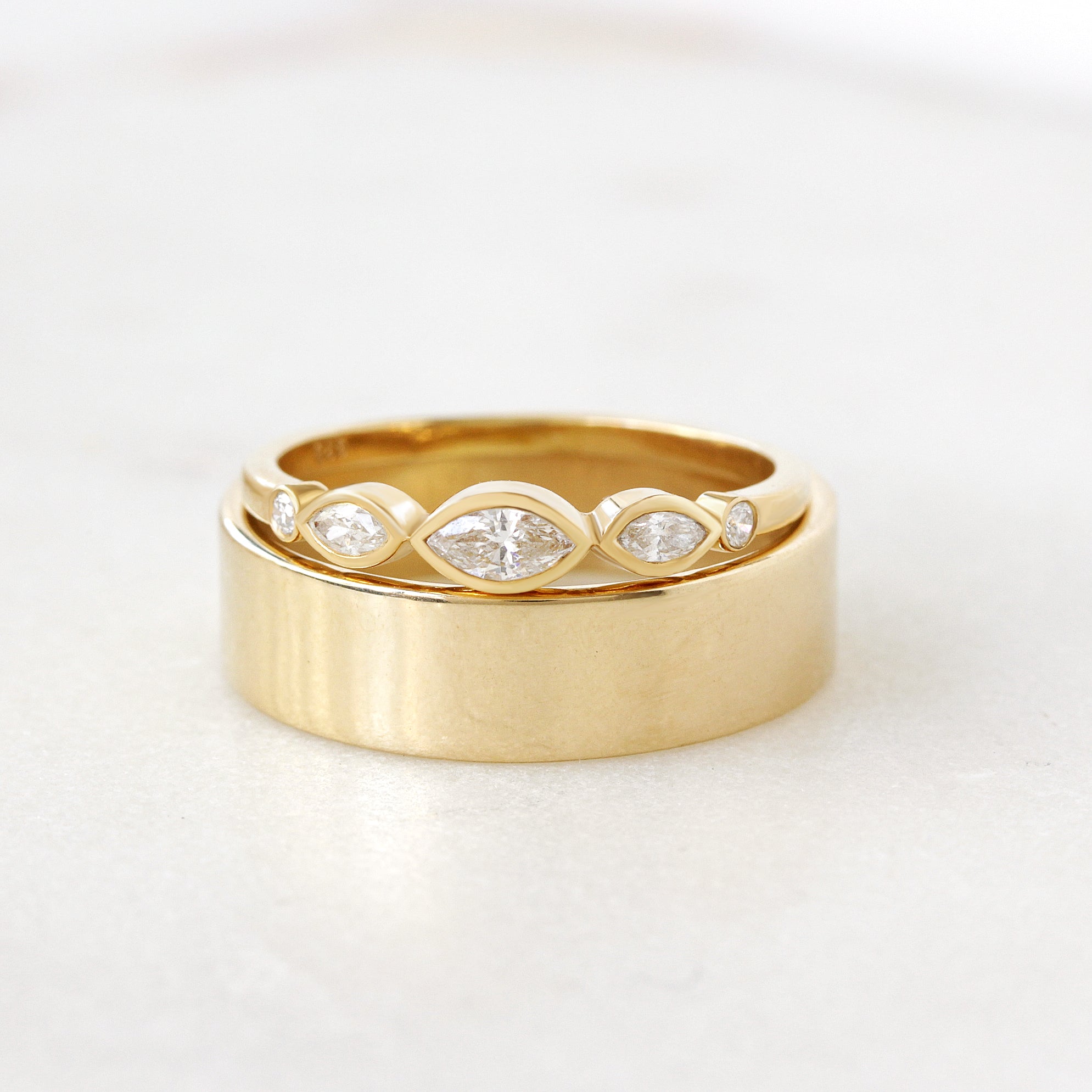 6mm Wide Solid Gold Cigar Men Wedding Ring - Unisex