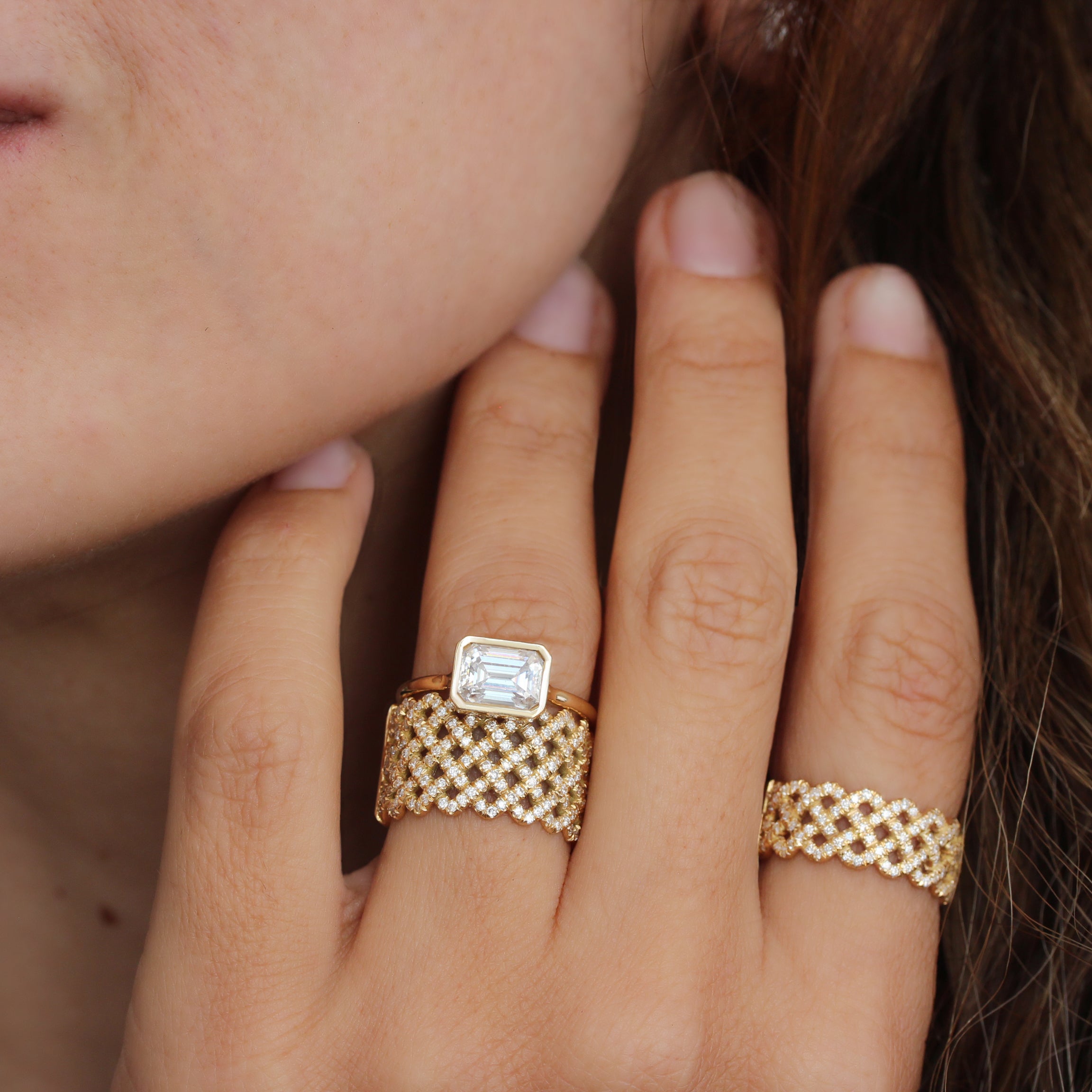 Braided Wide Diamond Anniversary 13mm Wide Cigar Band