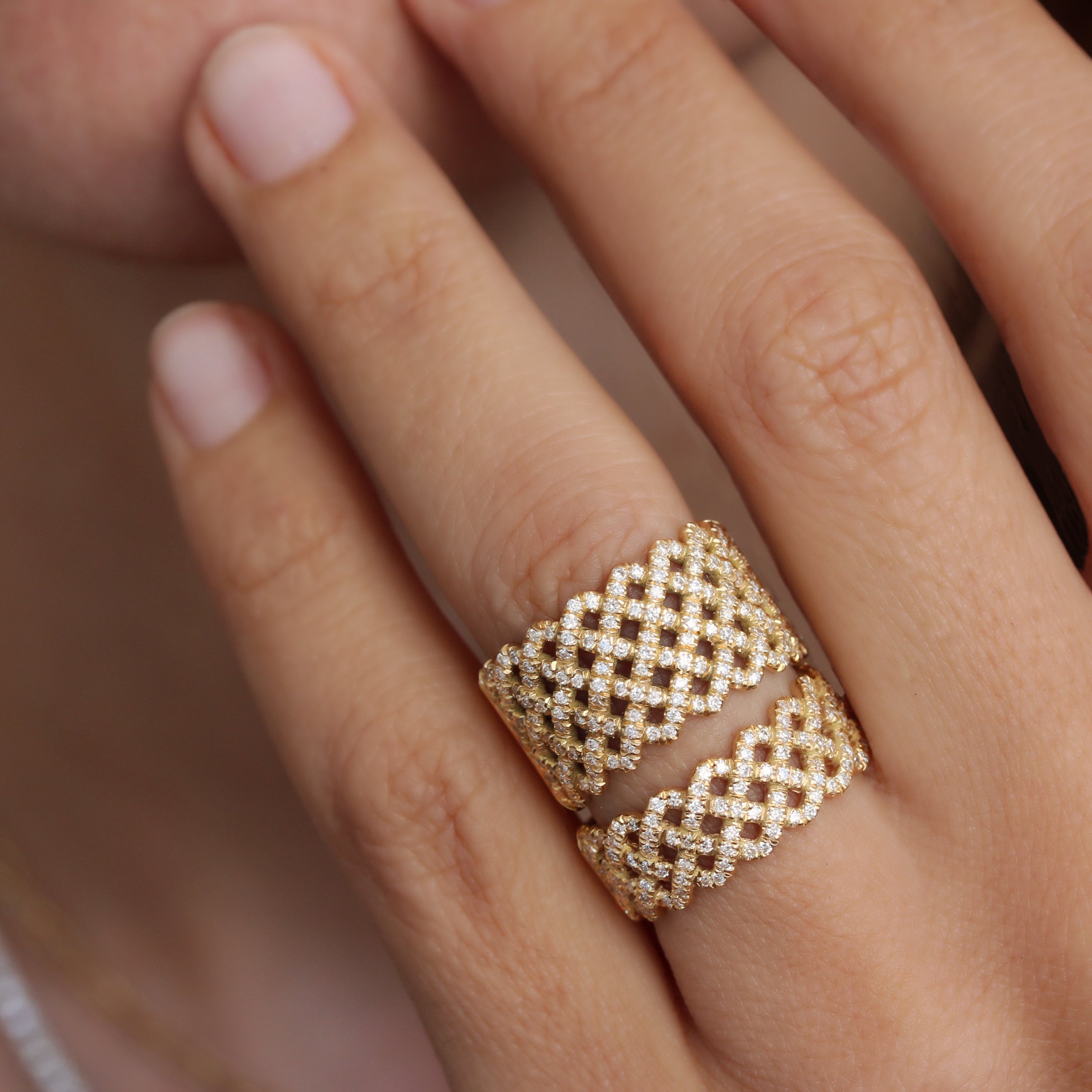 Braided Wide Diamond Anniversary Band
