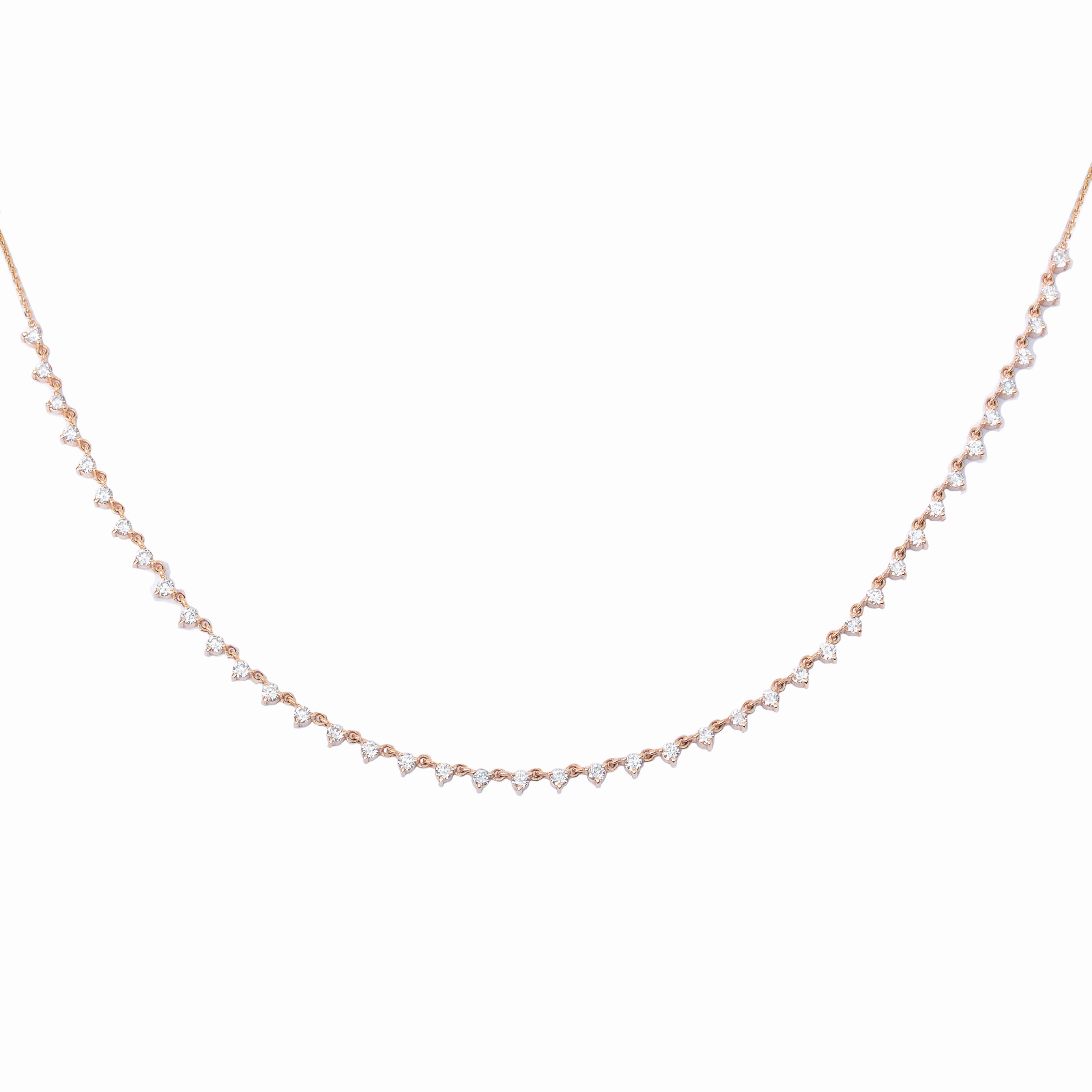 Floating Diamond Tennis Necklace rose gold