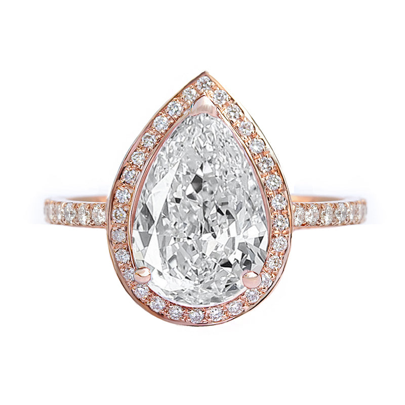 2 Carat Pear Diamond Halo Modern Engagement Ring