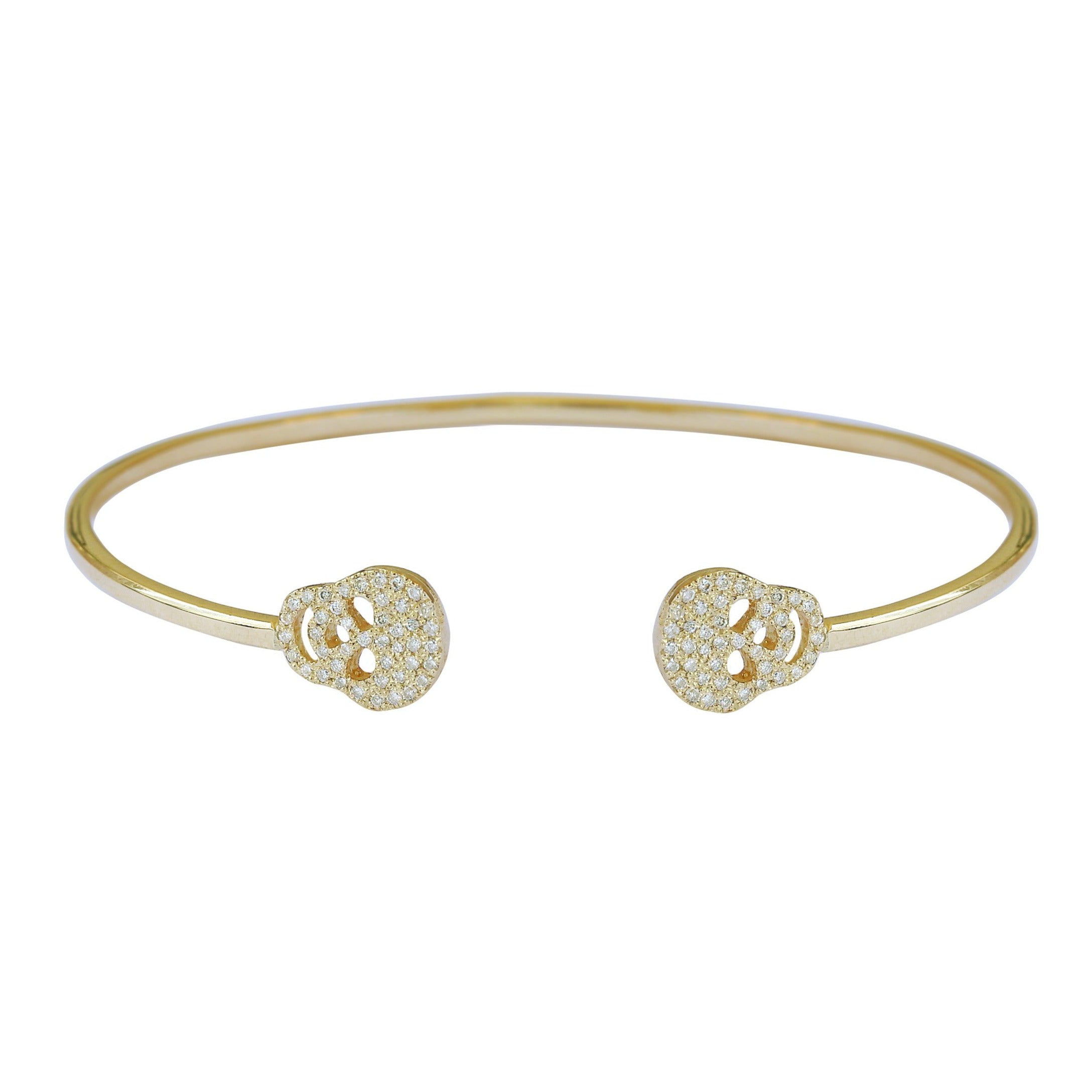 Skulls Cuff Diamond bangle bracelet,