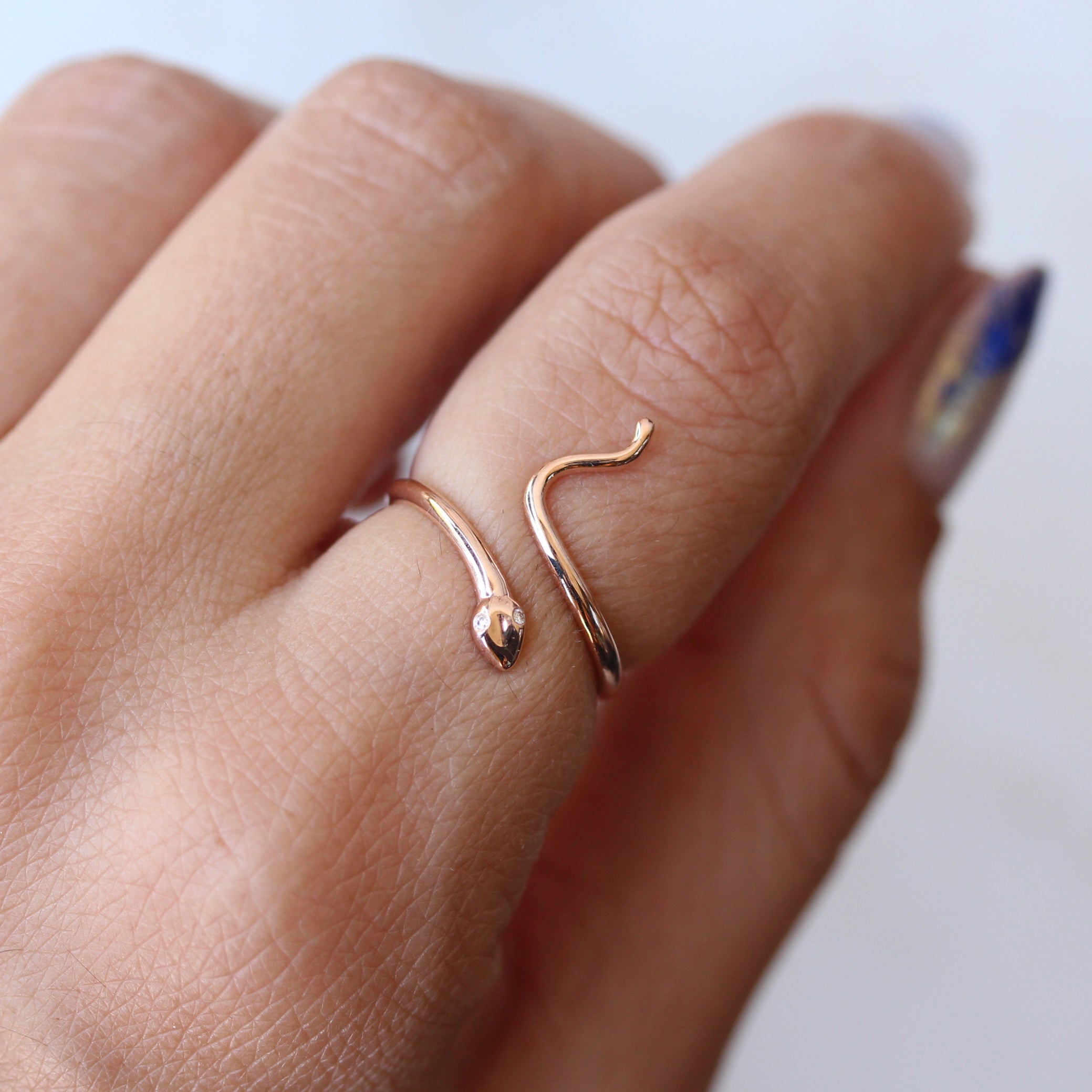 Unique Snake with diamond eyes ring - sillyshinydiamonds