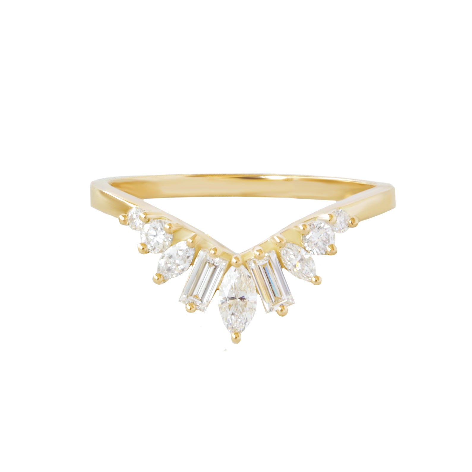 Oval Diamond Dots Band Classic Engagement Ring With Diamond Nesting Wedding Ring - Margo & Ally V