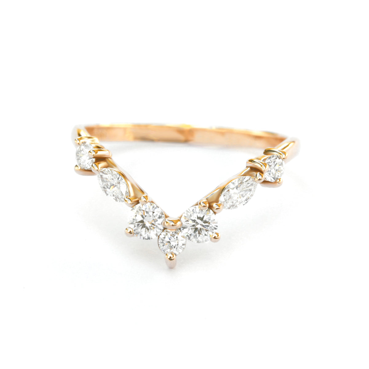 Chevron Nesting Diamond Wedding Ring - Apollo