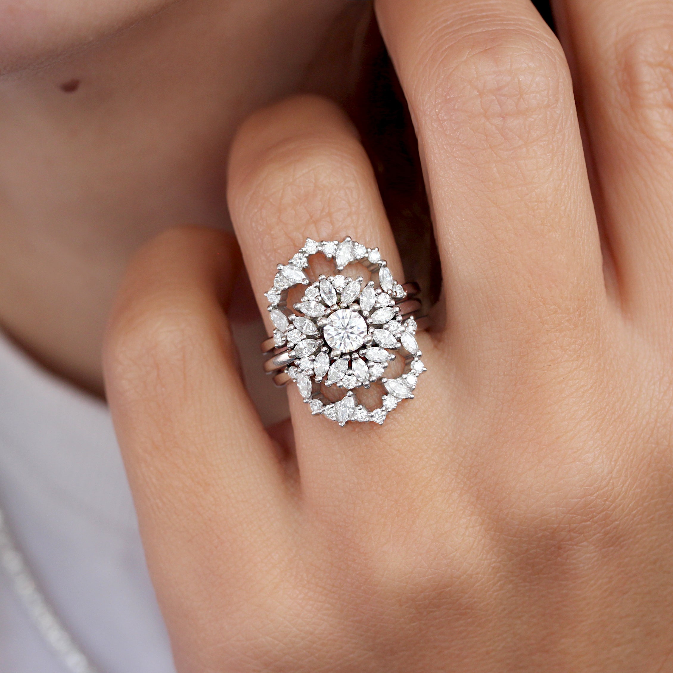 Delicate round art deco diamond engagement ring - "Harper" ♥
