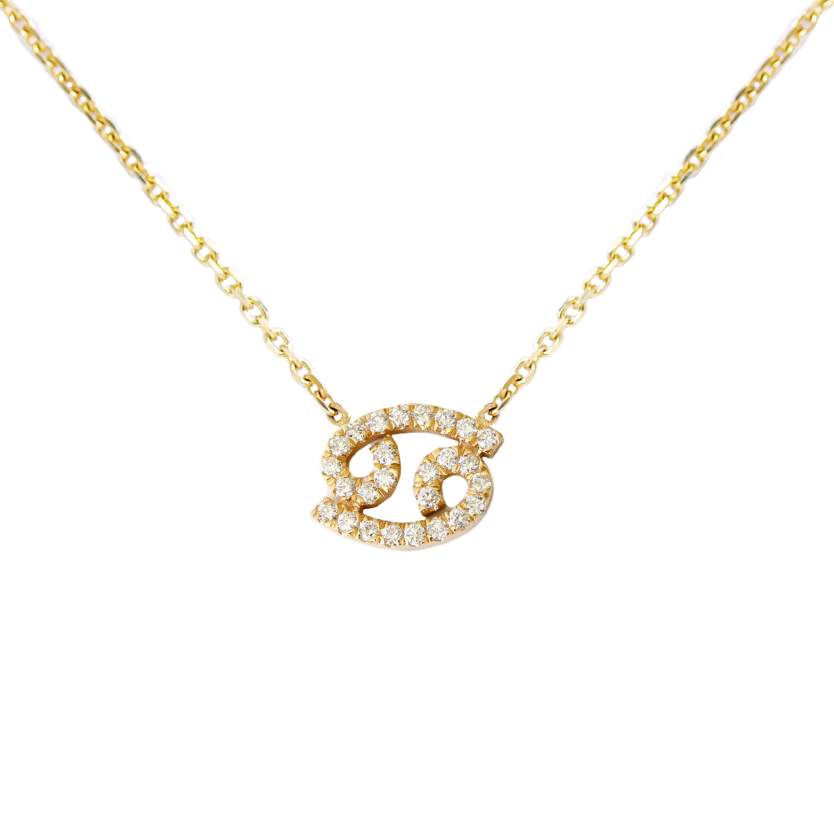 Small Zodiac Astrology Symbol Diamond Pendant Necklace