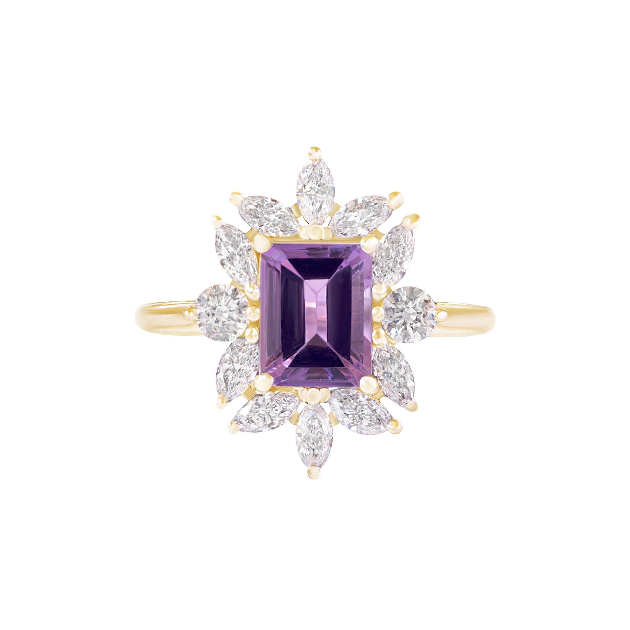 Amethyst and Diamond Engagement Ring, Charlotte