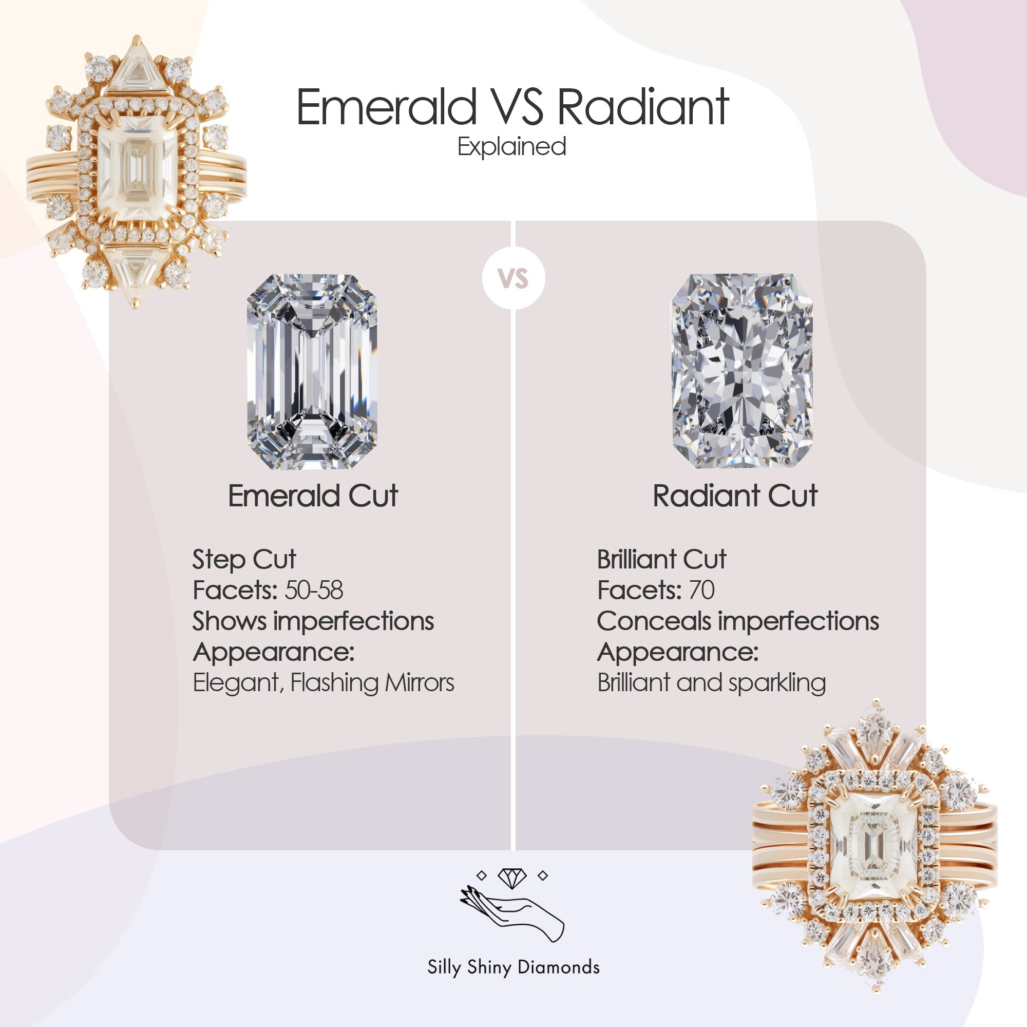 סט נישואין שלוש טבעות יהלום חיתוך קורן - "נשמה קורנת"