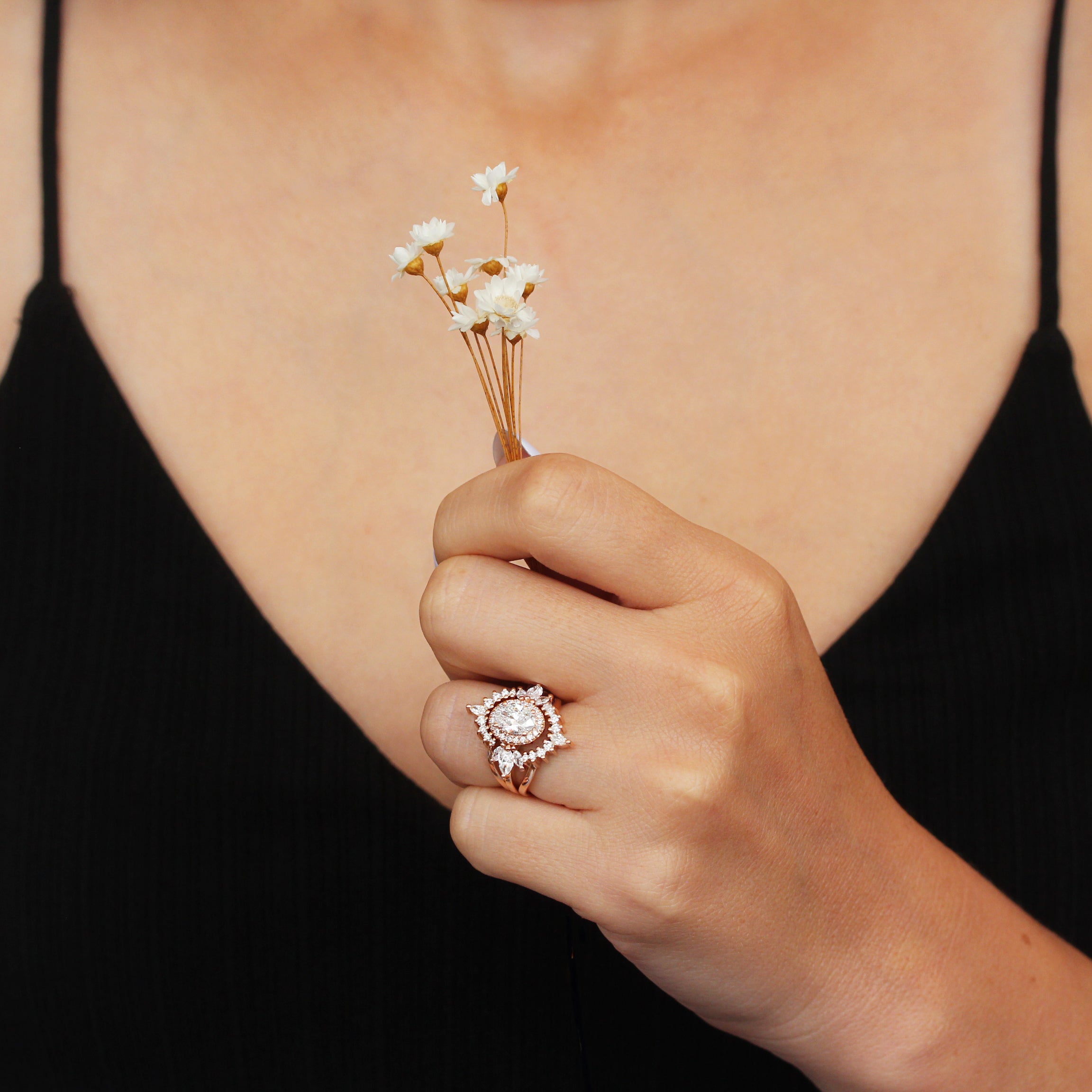 wedding two ring set rose gold moissnite 3ct