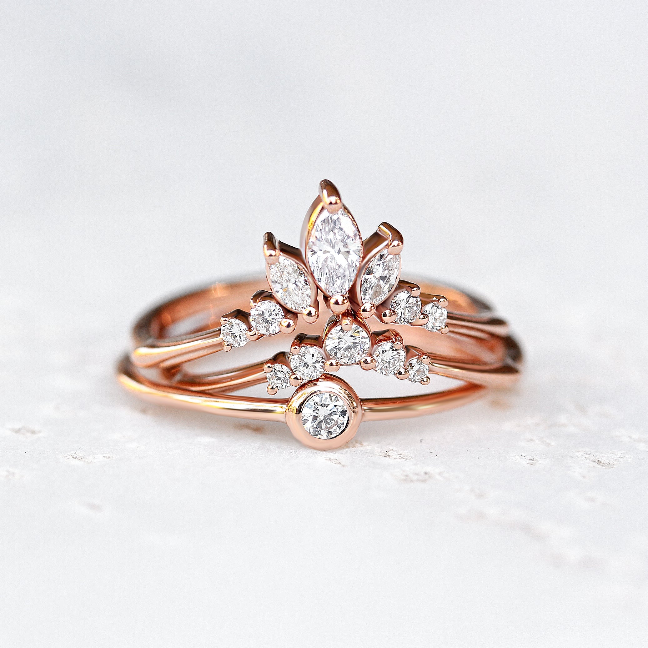 'Danielle' unique Chevron Marquise Diamond Ring - sillyshinydiamonds