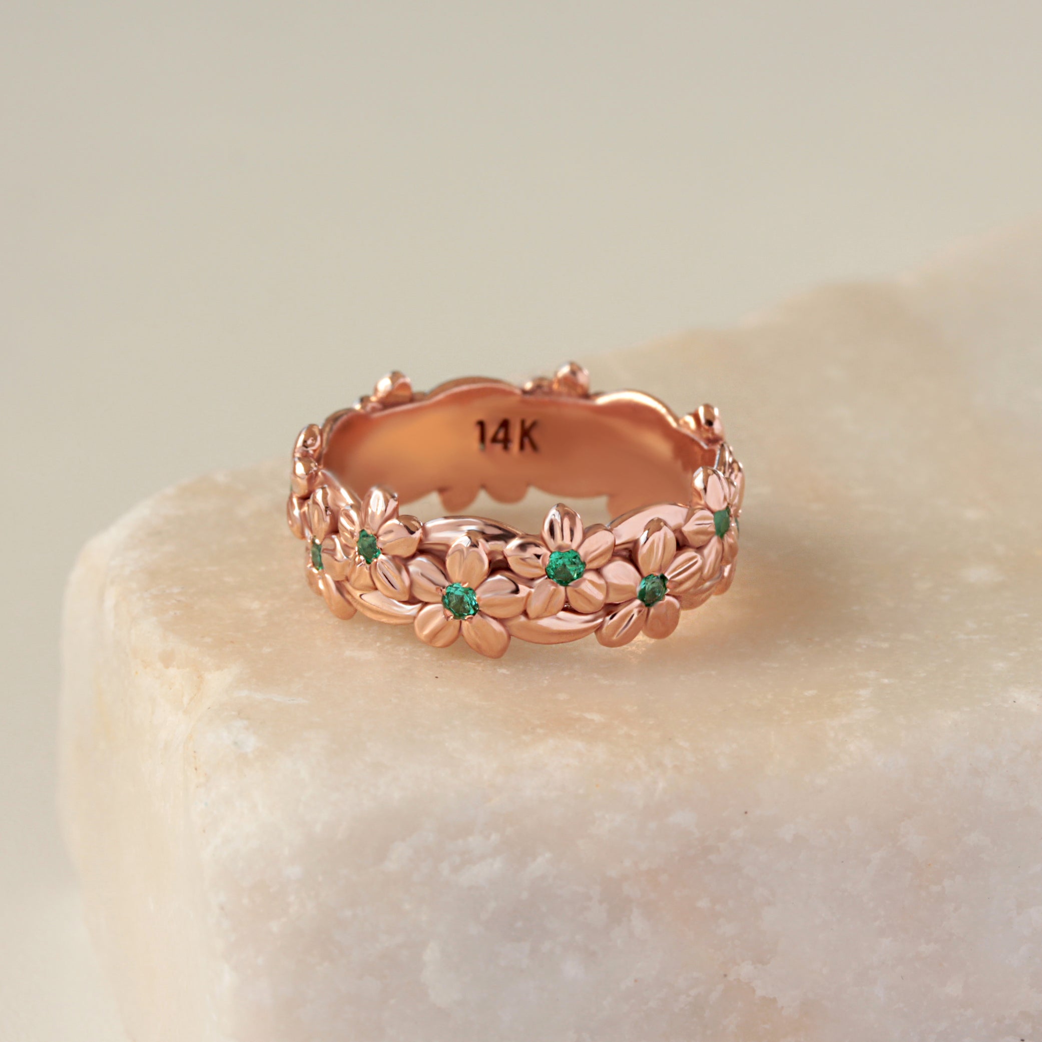 Hawaiian Gemstone Floral Jungle Unisex Wedding Band