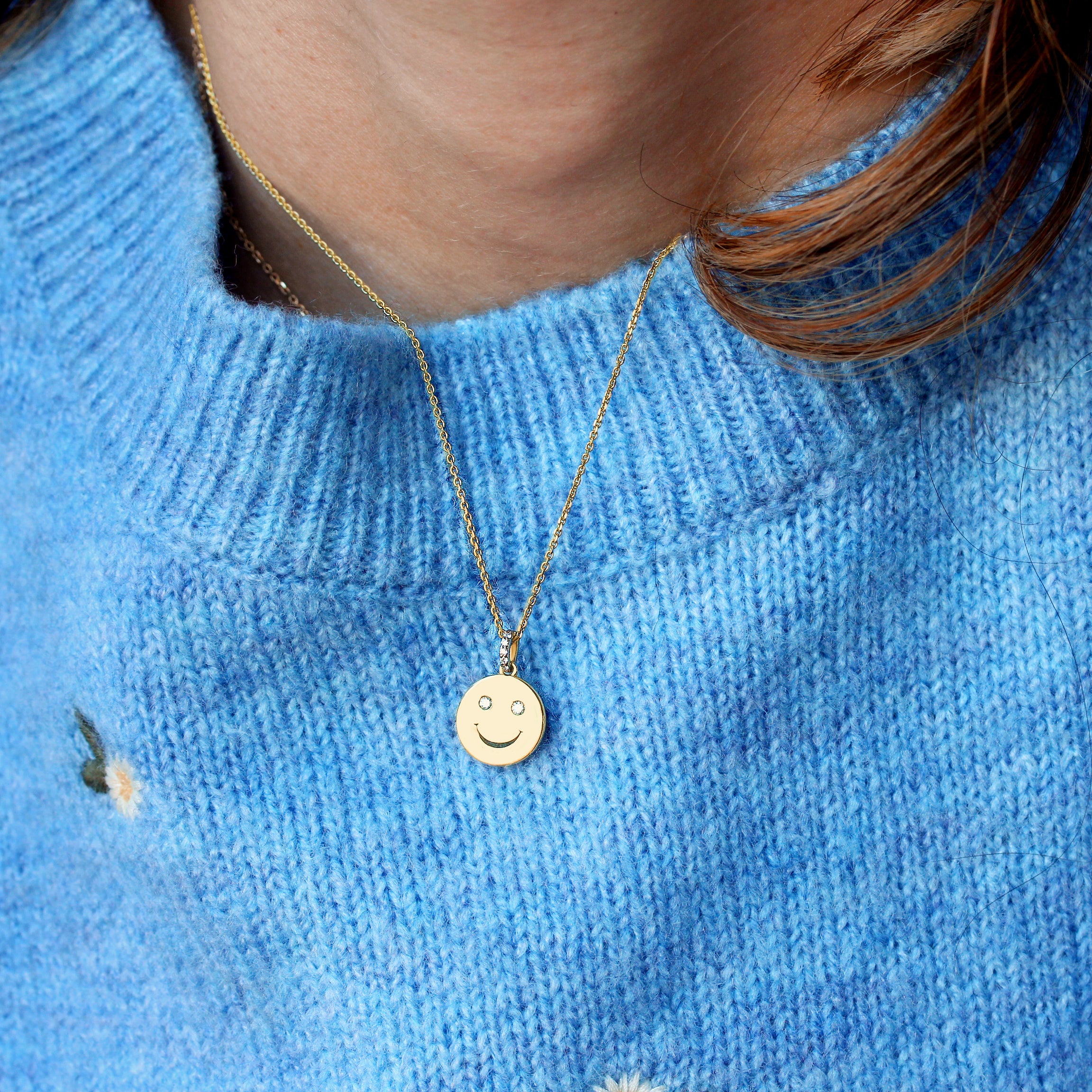 Happy Smile Gold and diamond charm, yellow gold