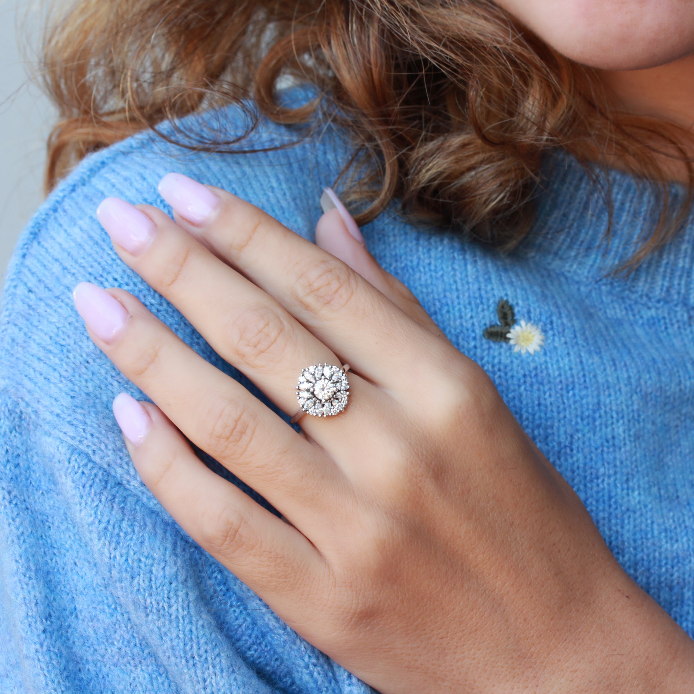 Delicate round art deco diamond engagement ring - "Harper" ♥