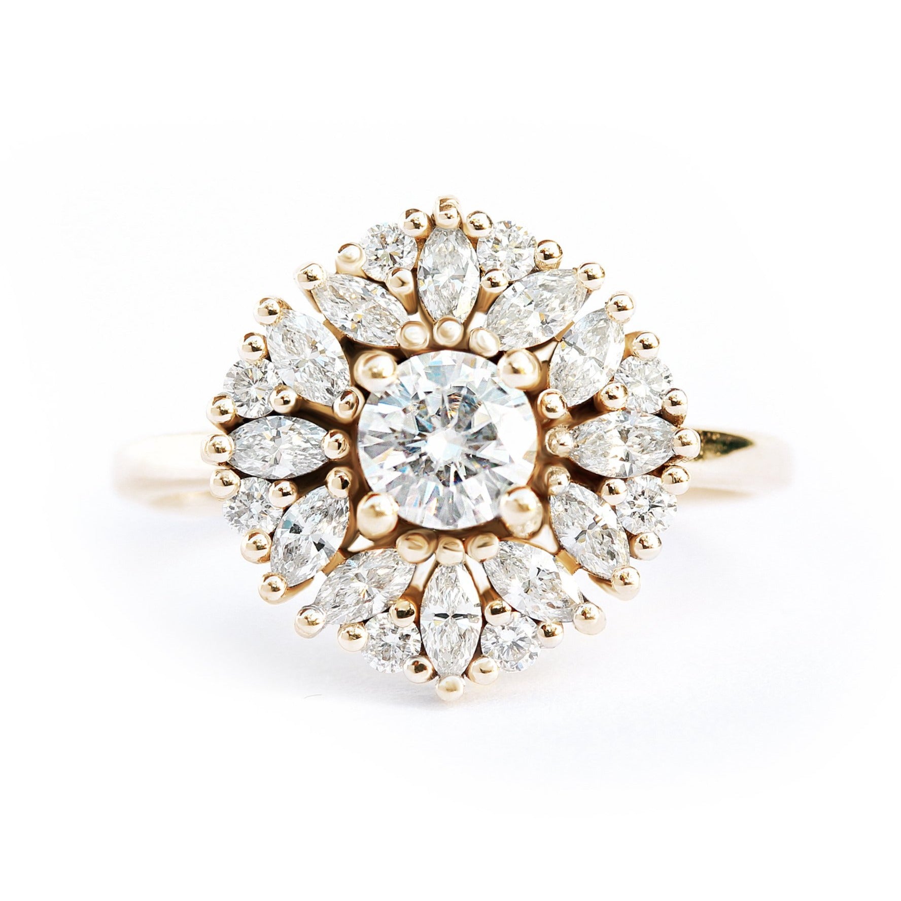 Delicate round art deco diamond engagement ring - "Harper" ♥