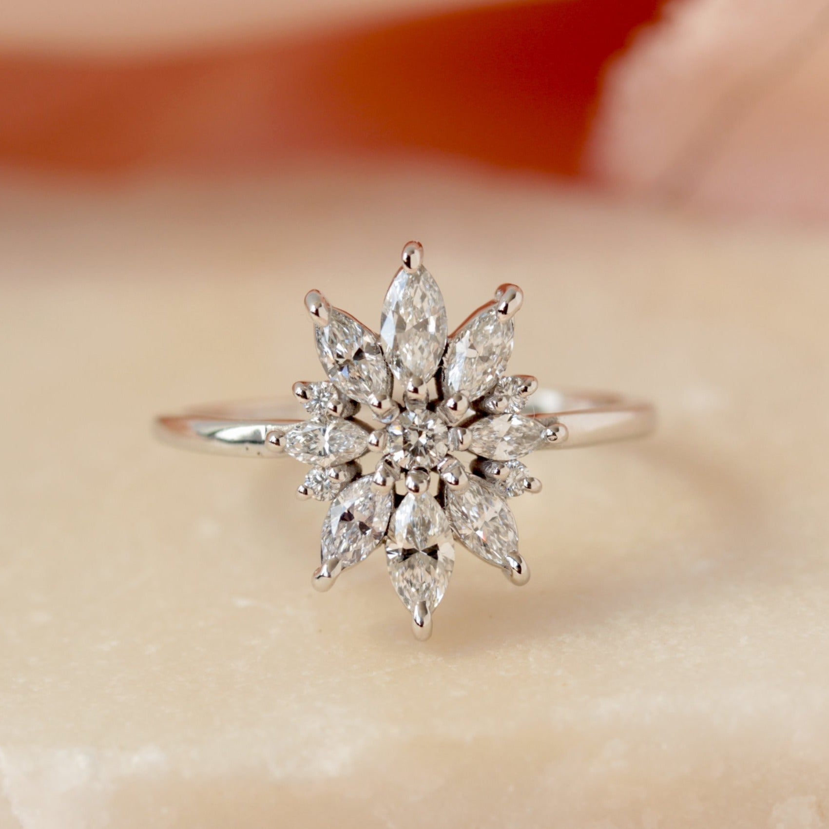 Marquise Diamond Floral Ring - Olivia