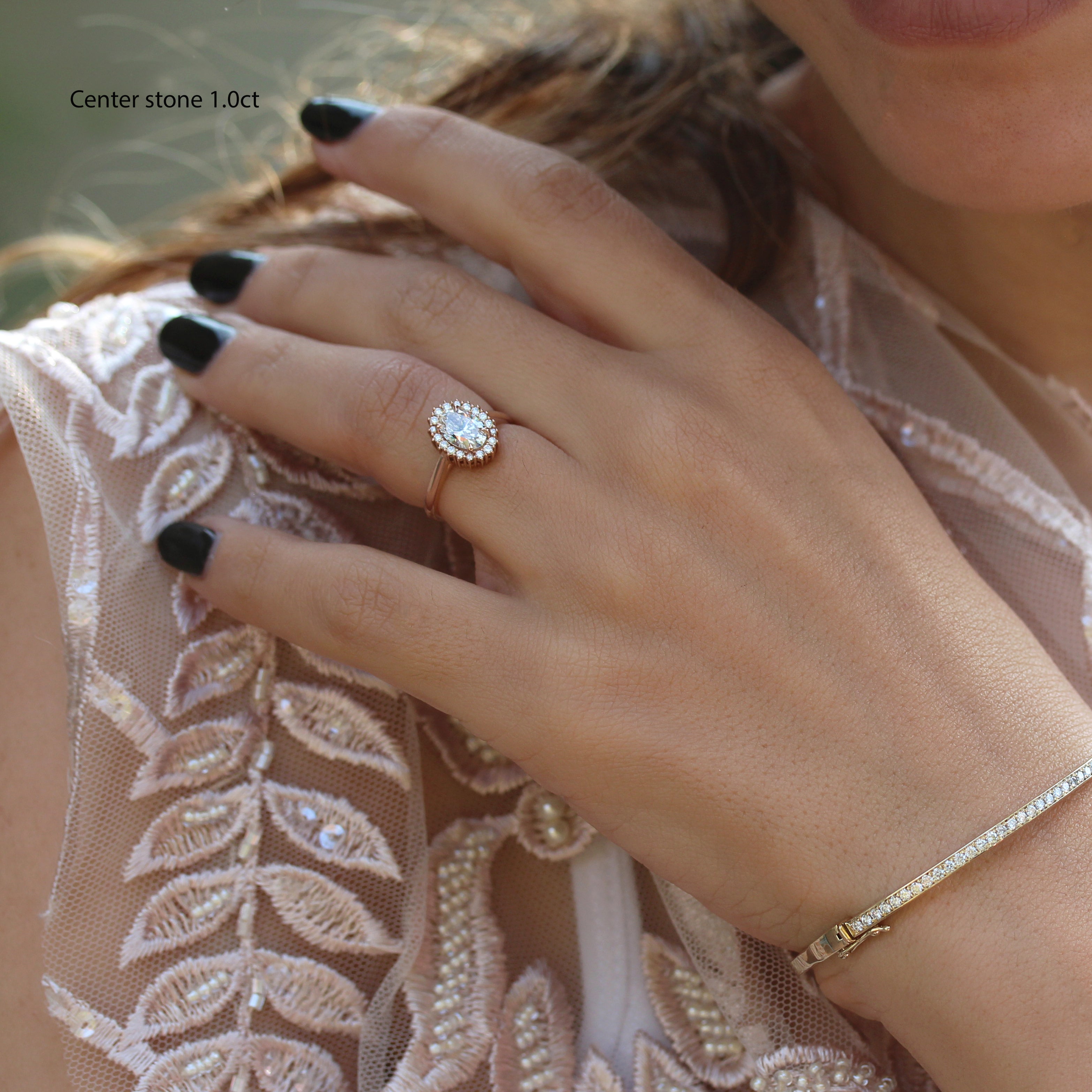 Oval Diamond Halo Engagement Ring "Nia" ♥