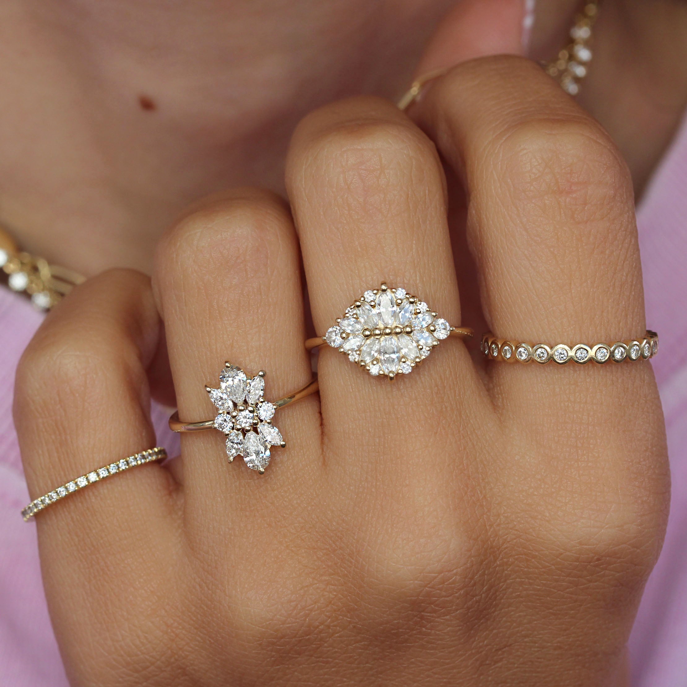 Cluster Diamond Flower Engagement Ring - Alyssa ♥