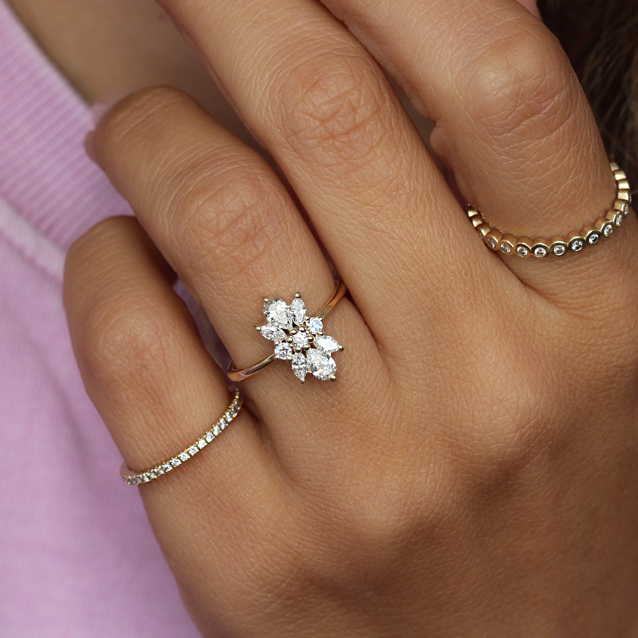 Cluster Diamond Flower Engagement Ring - Alyssa ♥