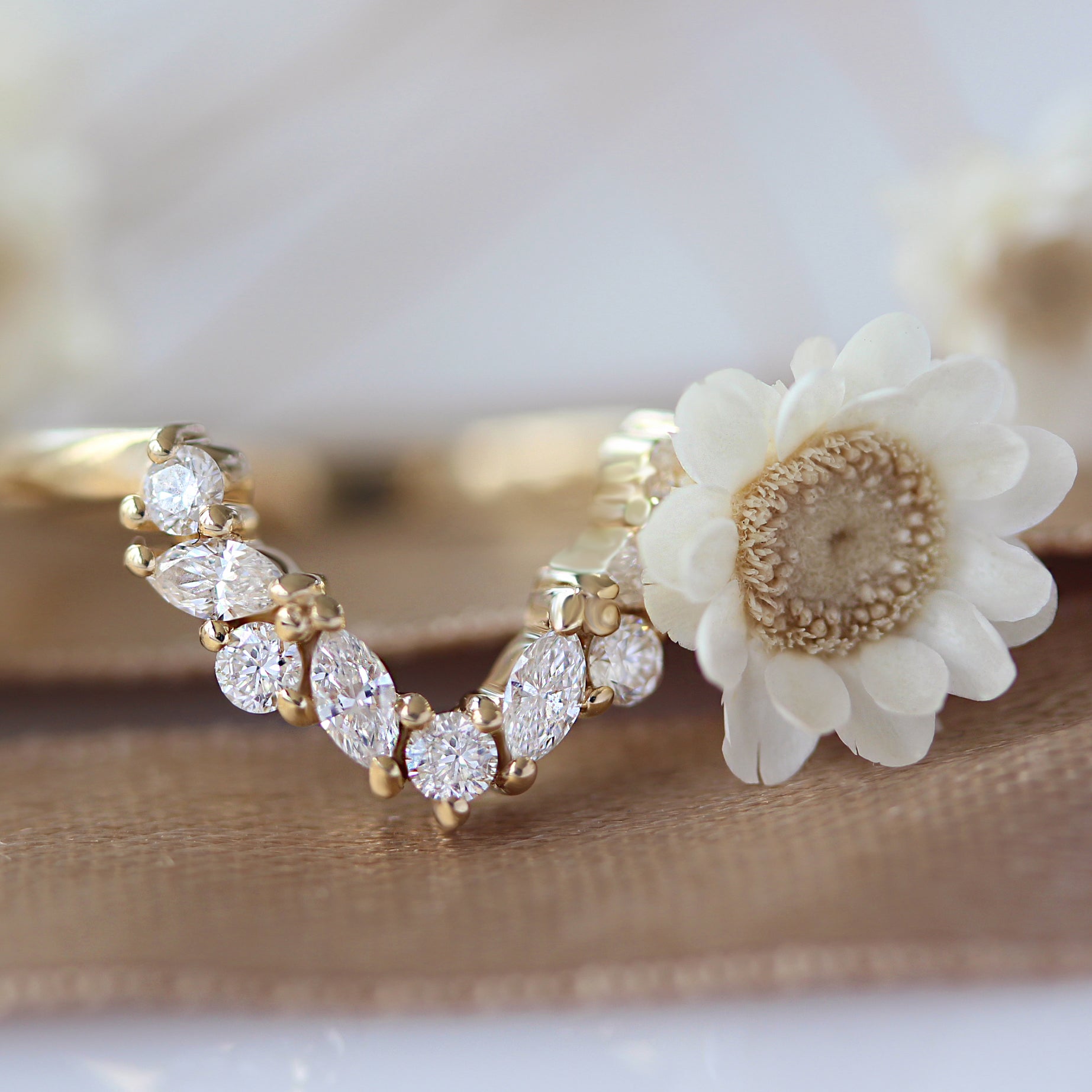 round and marquise diamonds wedding ring