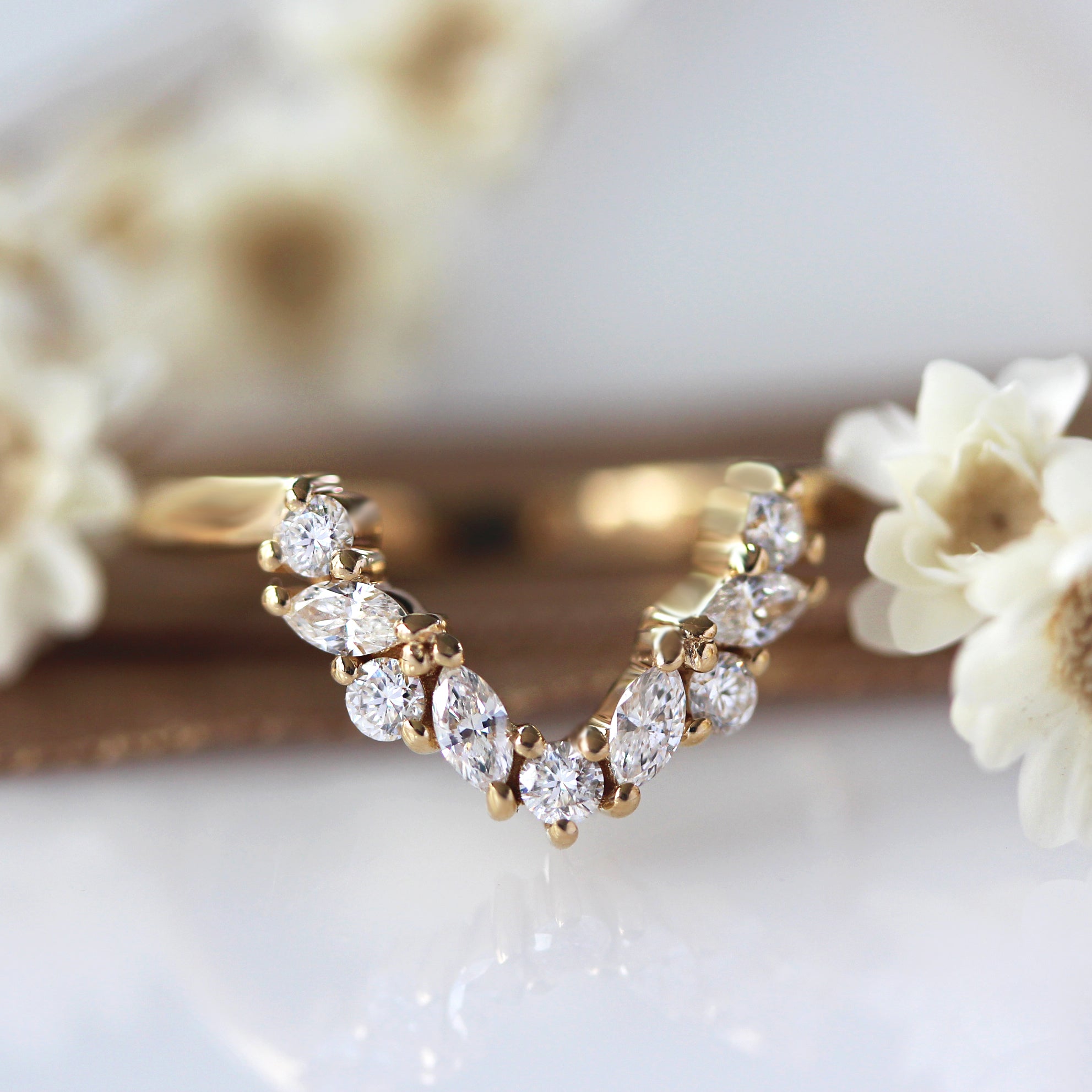 marquise diamonds wedding band