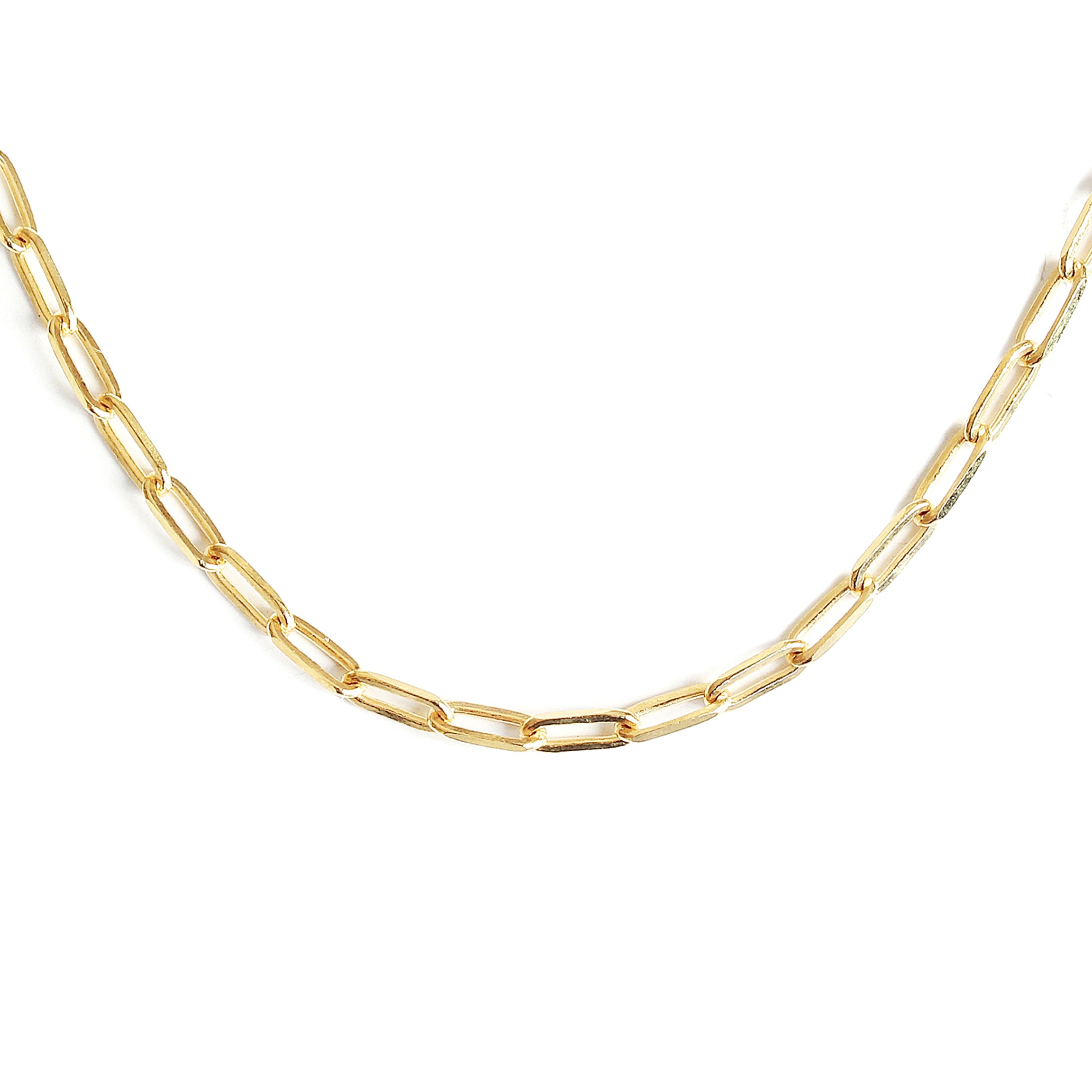 14K Gold Hollow Large Paperclip Necklace