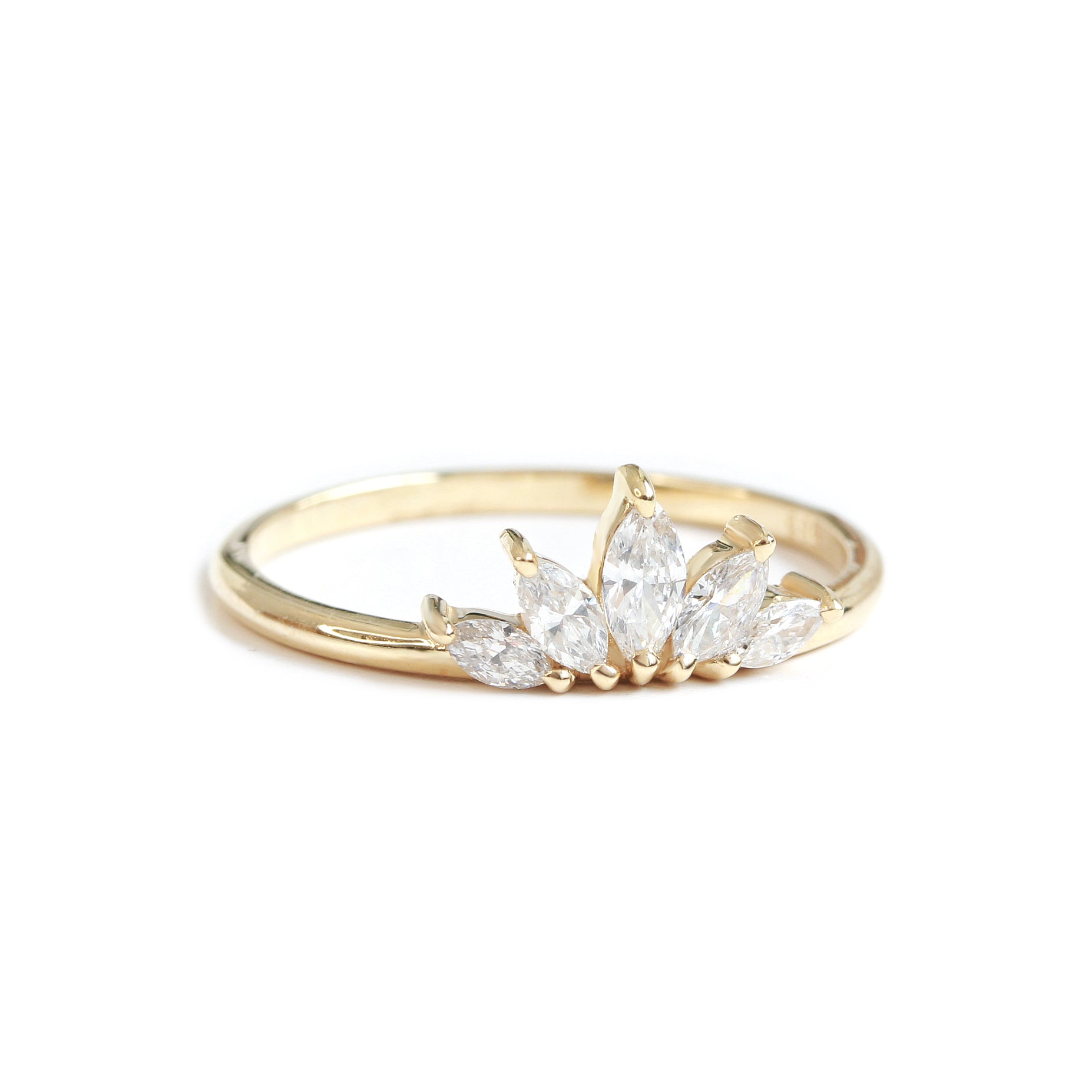 Marquise unique diamond wedding ring - "Swan"