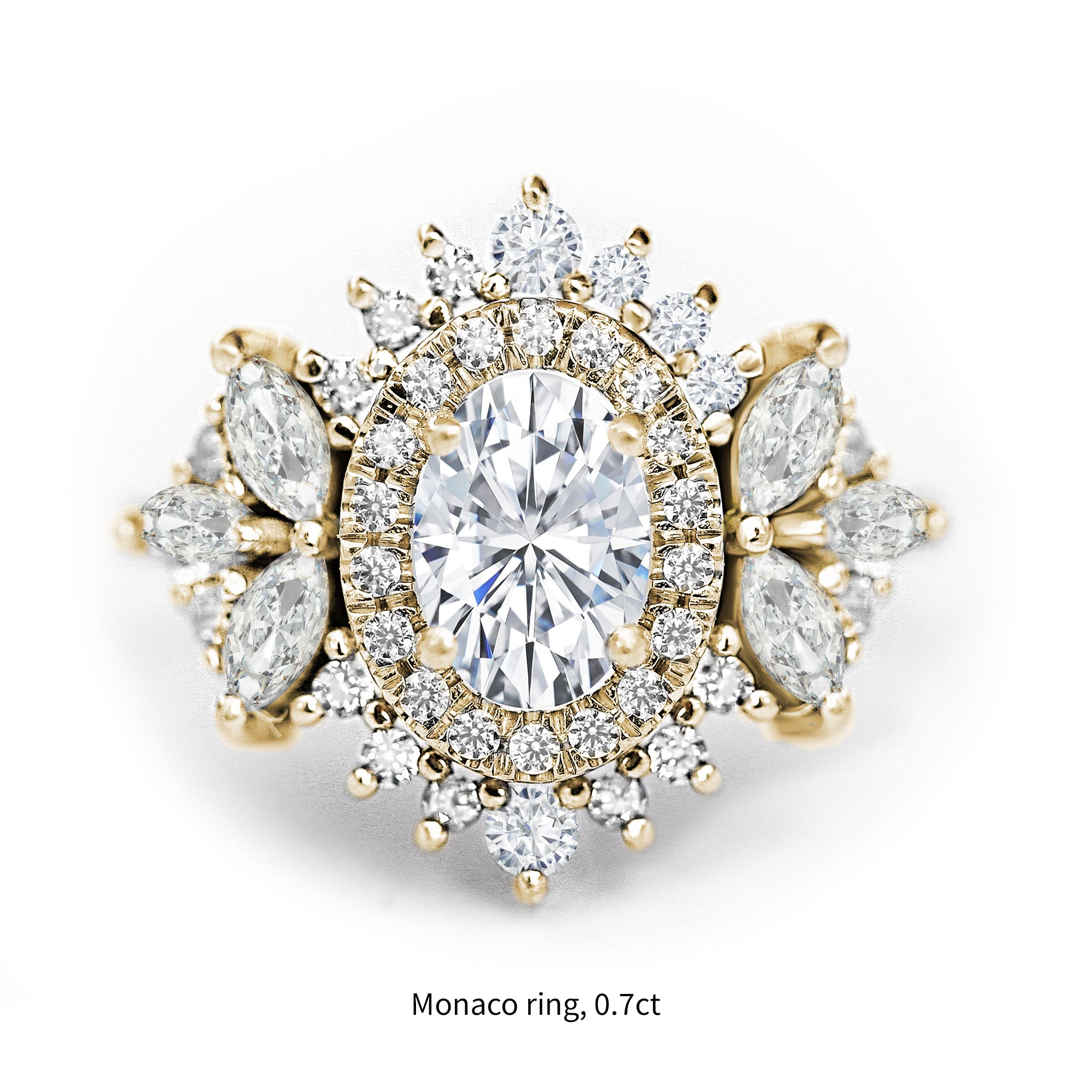 Oval Diamond Double Halo Engagement Ring , Monaco