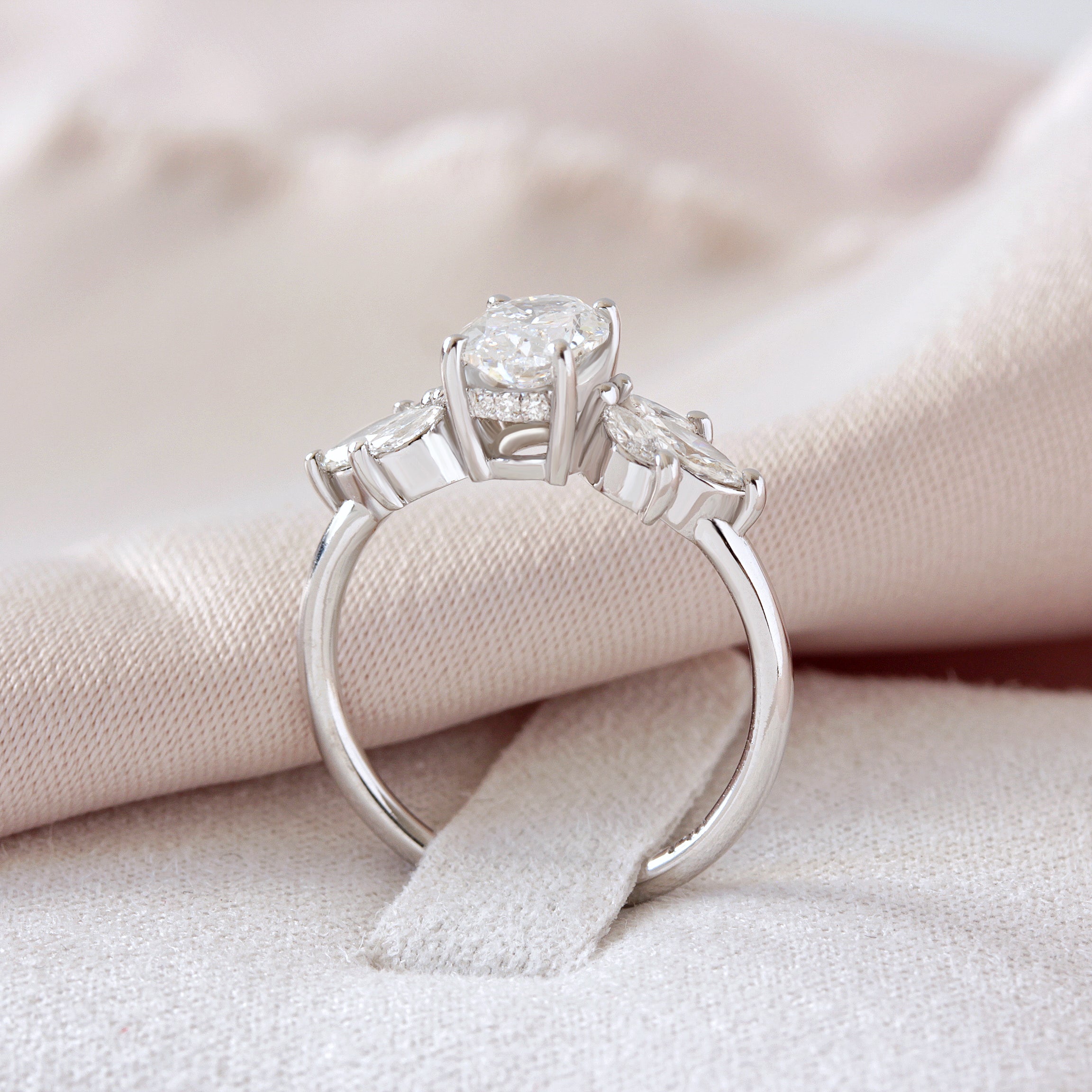 Oval Diamond Engagement ring, Hidden Halo - "Jordan"