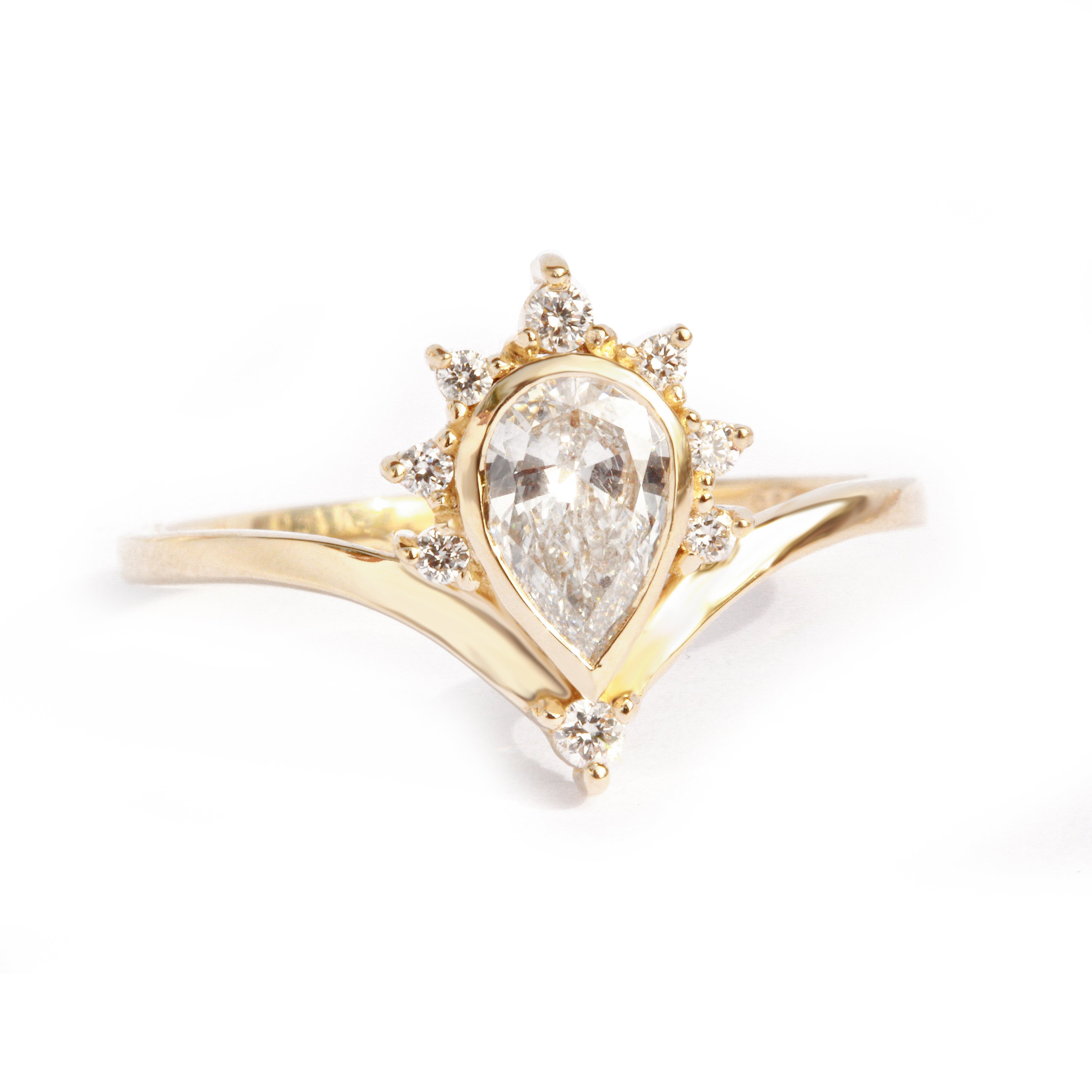 Pear Valentia 0.57ct Diamond Unique Chevron Engagement Ring - sillyshinydiamonds