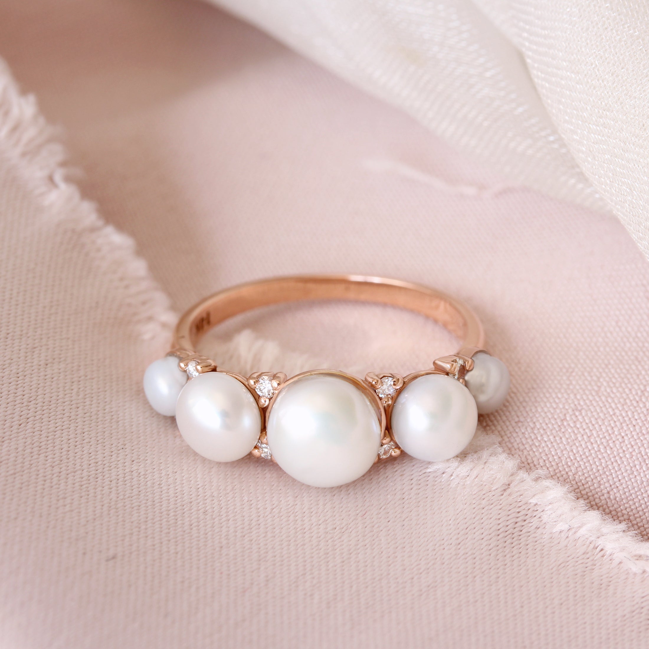 Pearls and Diamonds Vintage Inspired Ring - Lia