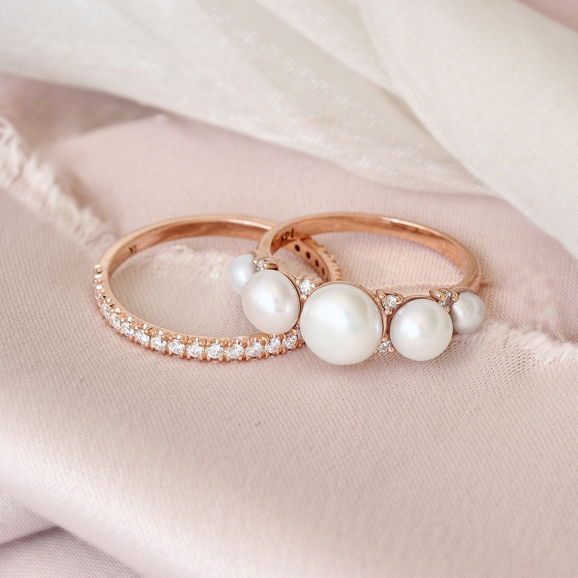 טבעת בהשראת פנינים ויהלומים - ליה