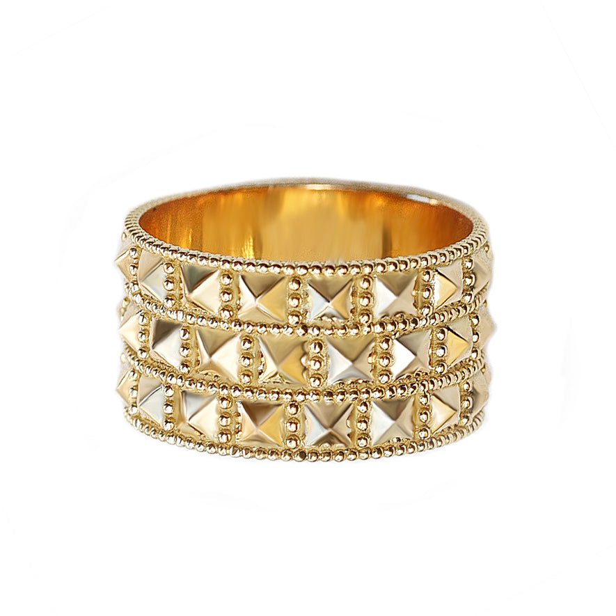 Pyramid Wide gold Wedding Ring, Sahara