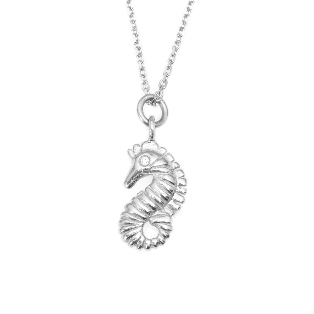 Seahorse Gold & Diamond Dainty Charm Necklaces - sillyshinydiamonds
