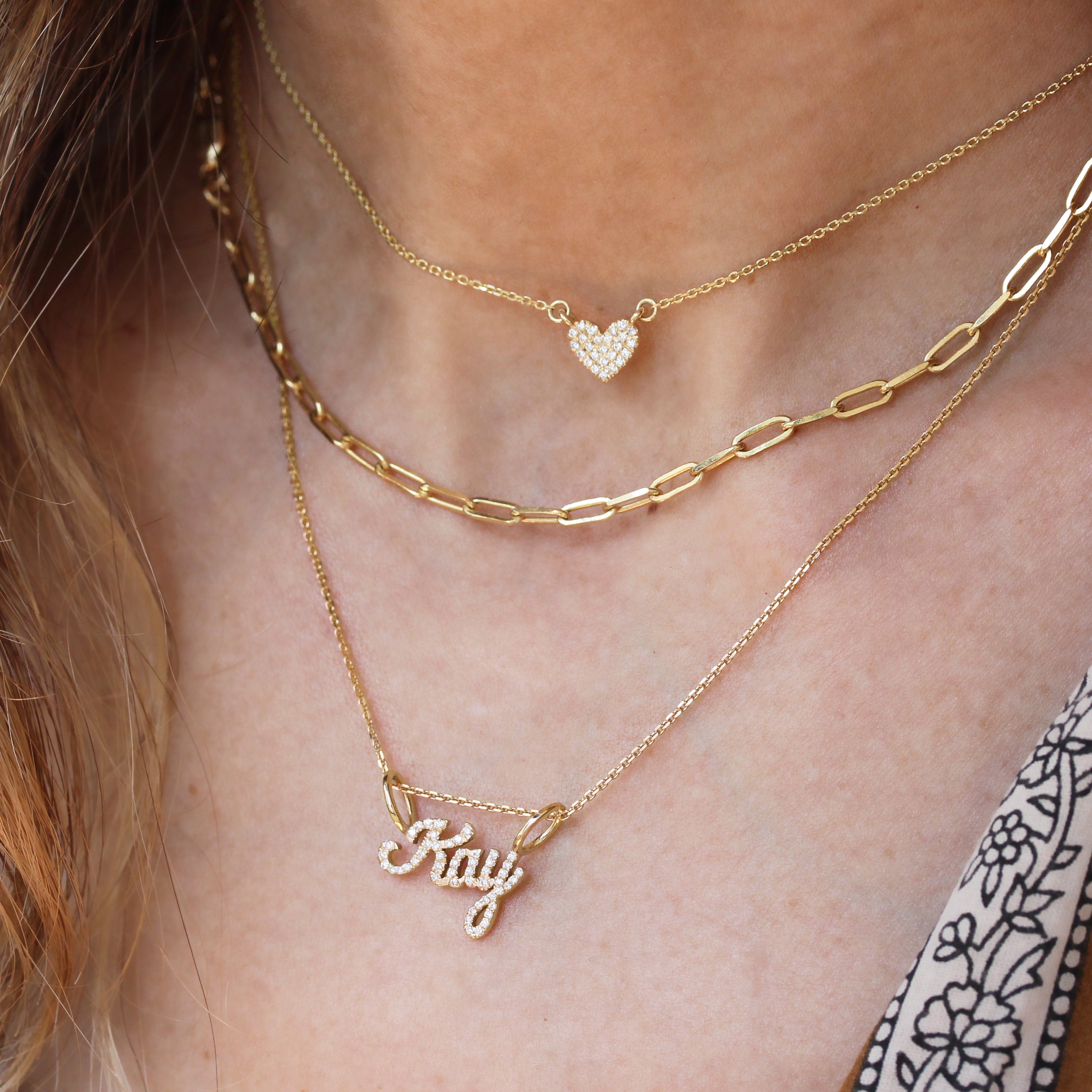 Diamond Heart Delicate Charm Bar