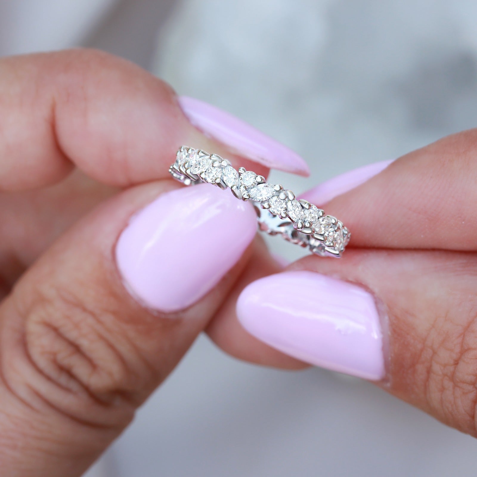 Full Eternity Marquise & Round Diamond Ring white gold