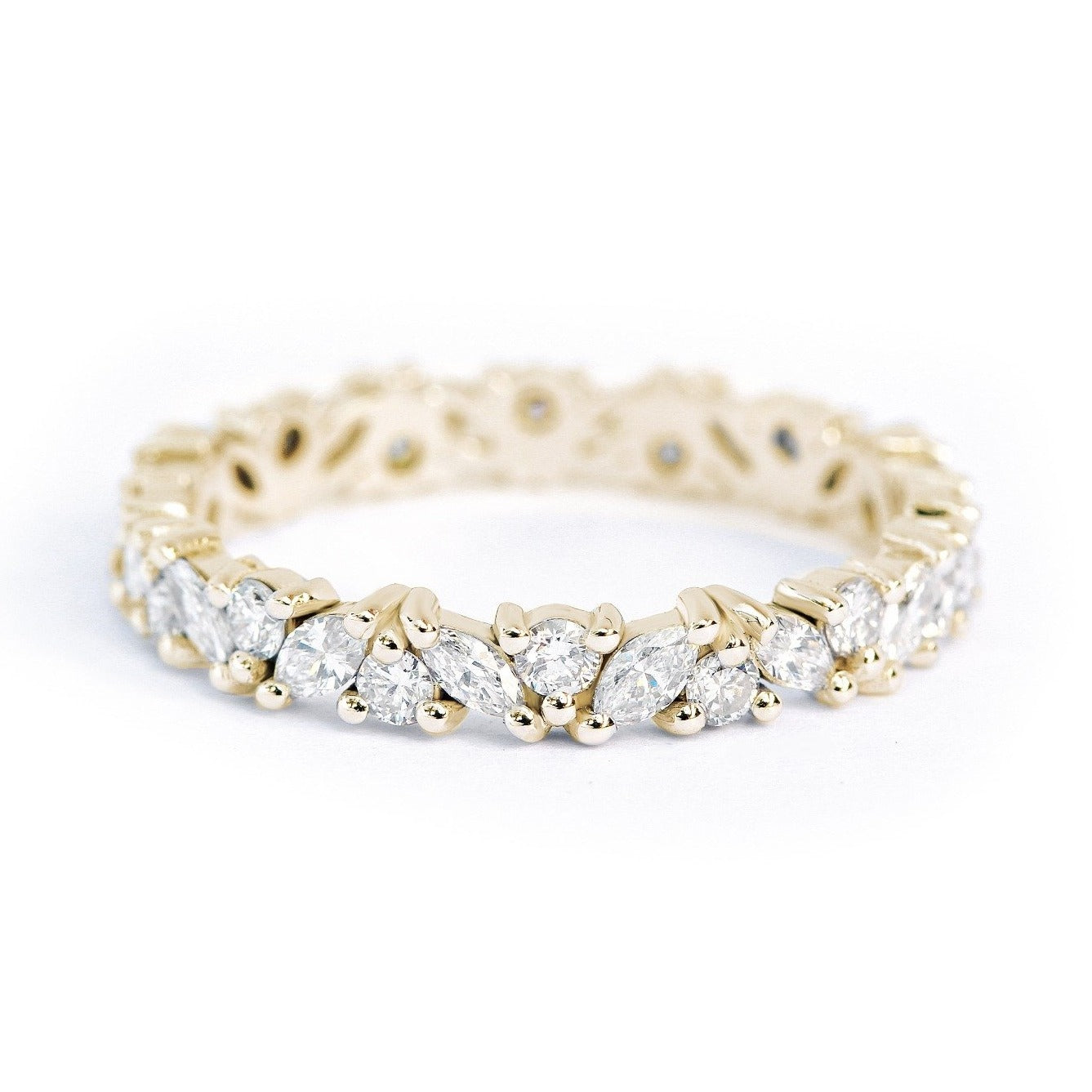 Full Eternity Marquise & Round Diamond Ring yellow gold