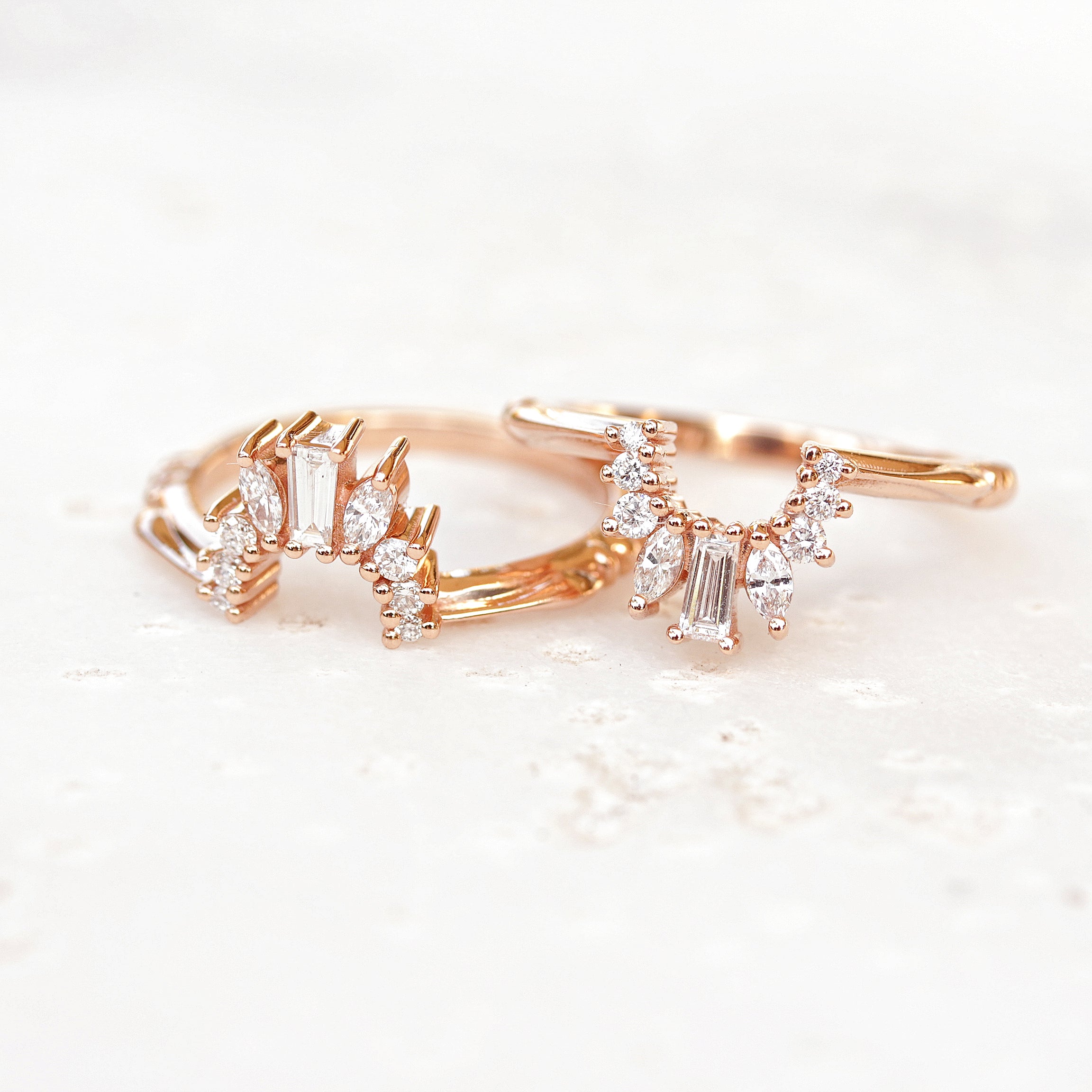 Diamond vintage curved wedding side band - sillyshinydiamonds