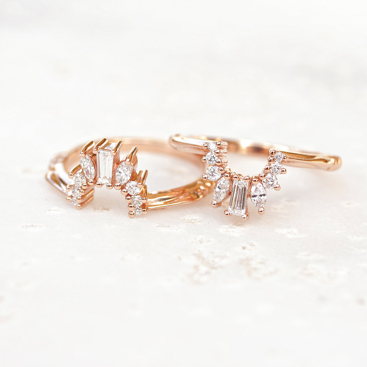 Diamond vintage curved wedding side band - sillyshinydiamonds