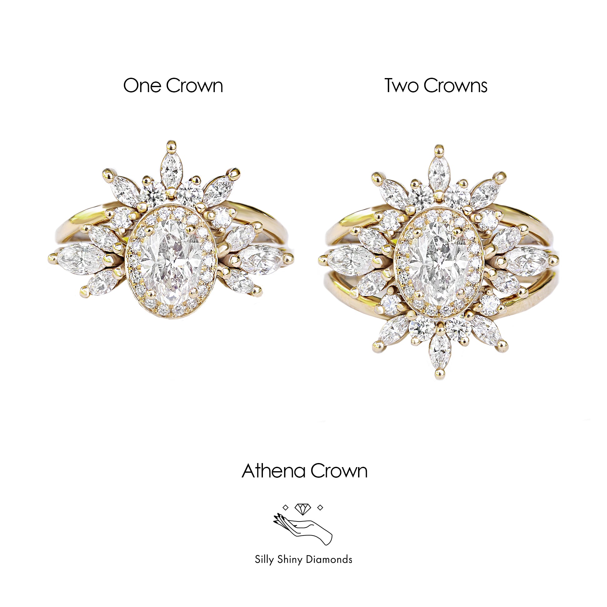 Oval Diamond 1.30ct Unique Engagement Ring, "Athena" & Two Athena's Crowns ♥