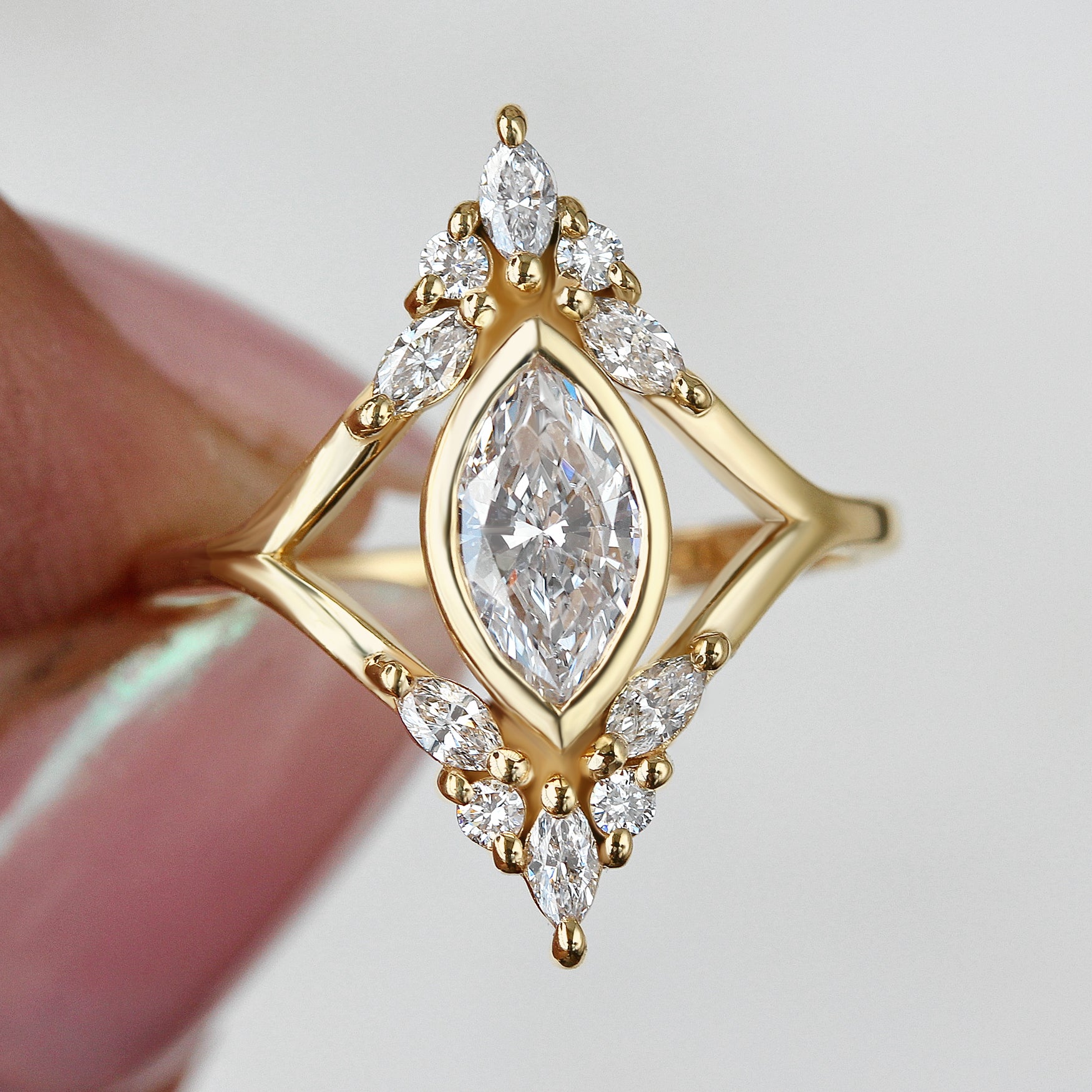 Audrey Marquise 1ct Diamond Unique Engagement Ring - sillyshinydiamonds