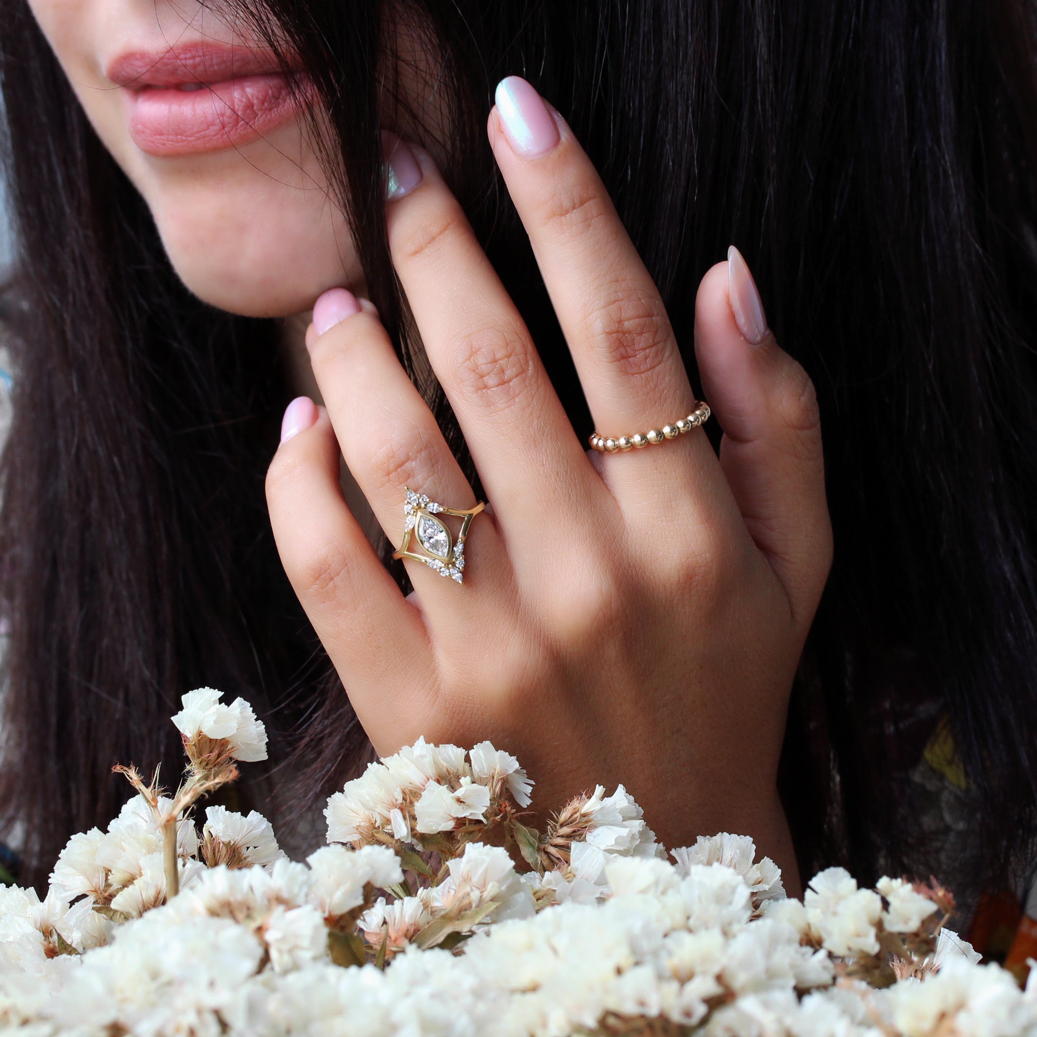 Audrey Marquise 1ct Diamond Unique Engagement Ring - sillyshinydiamonds