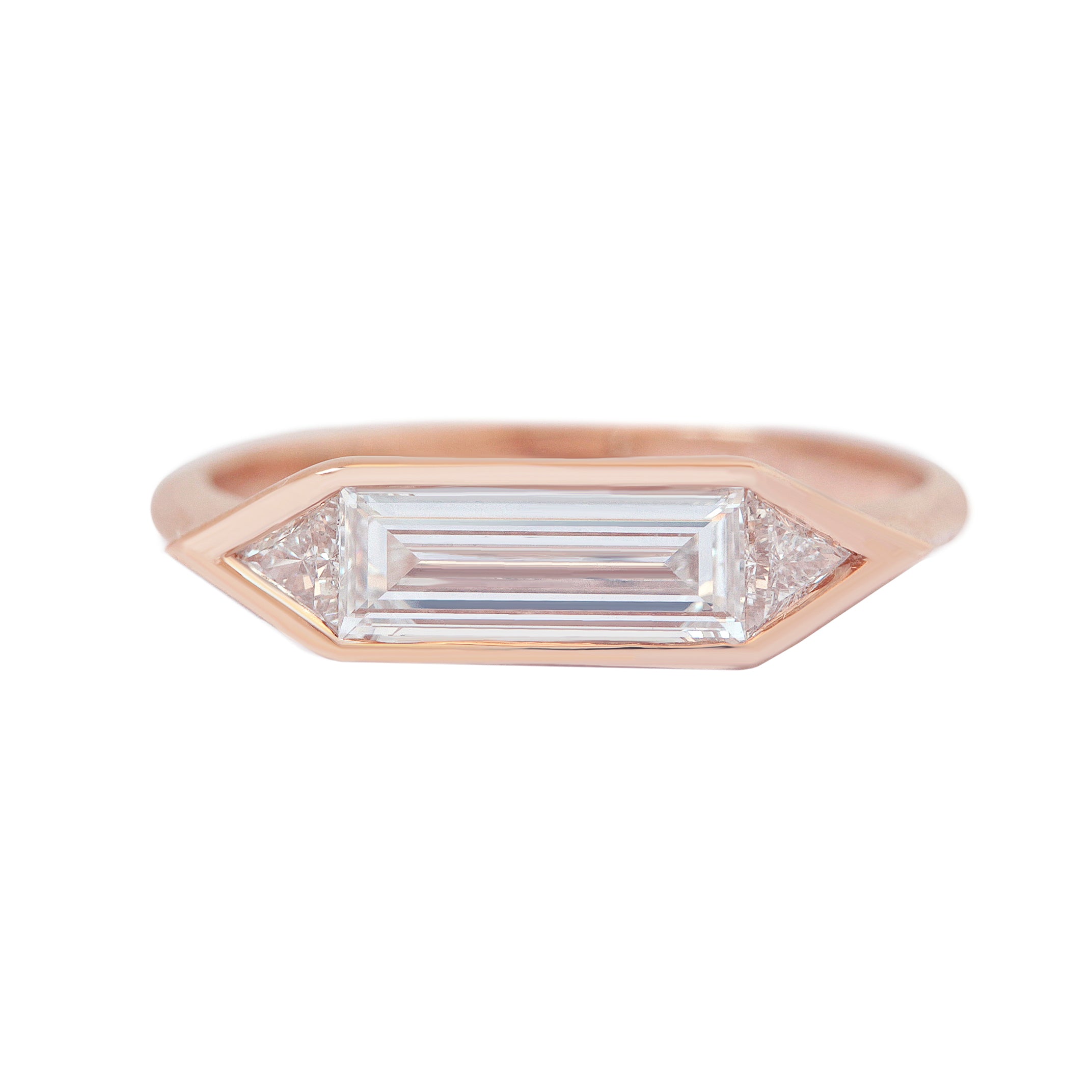 rose gold baguette diamond ring