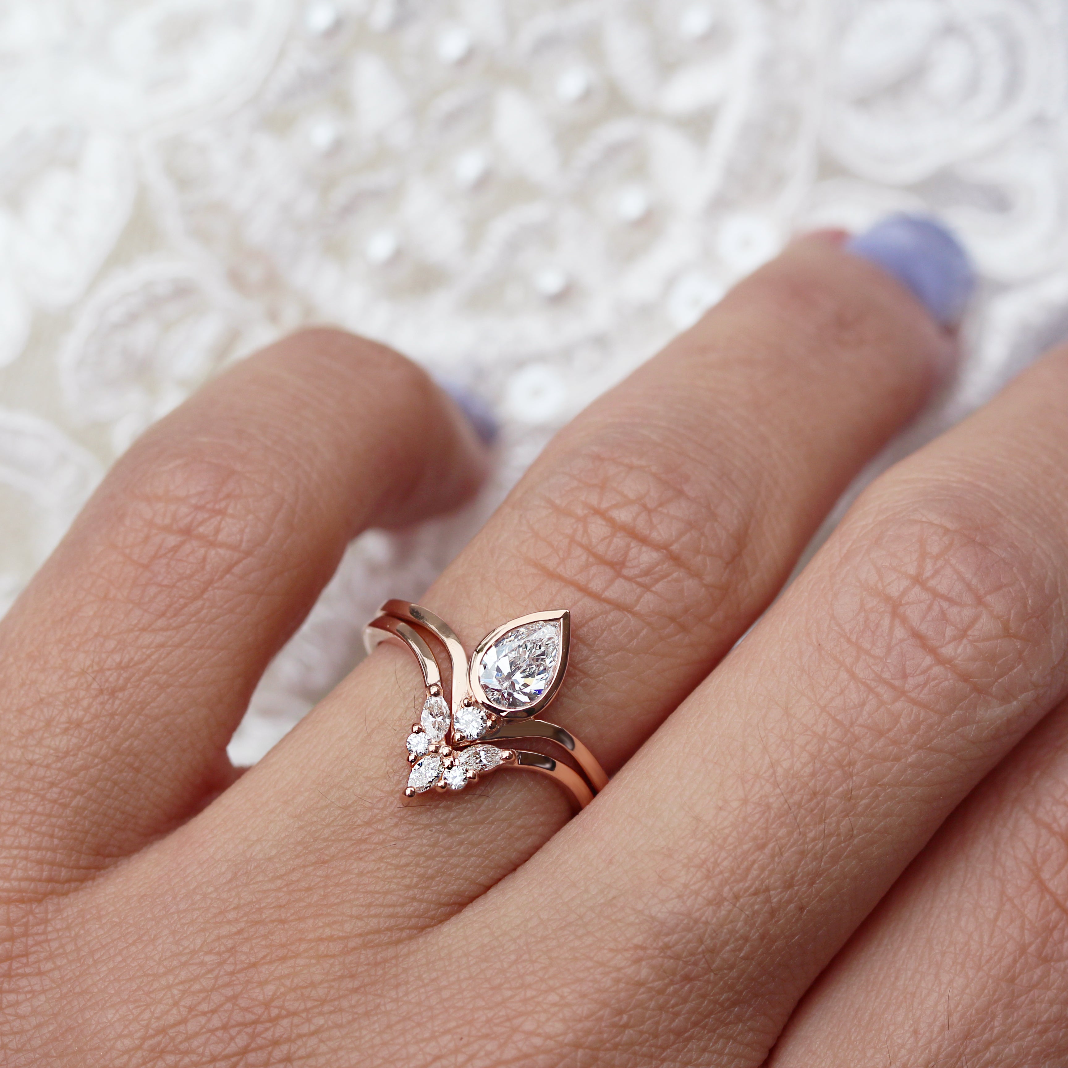 Gold & Diamonds Deep V Chevron Nesting Ring Cupid ♥