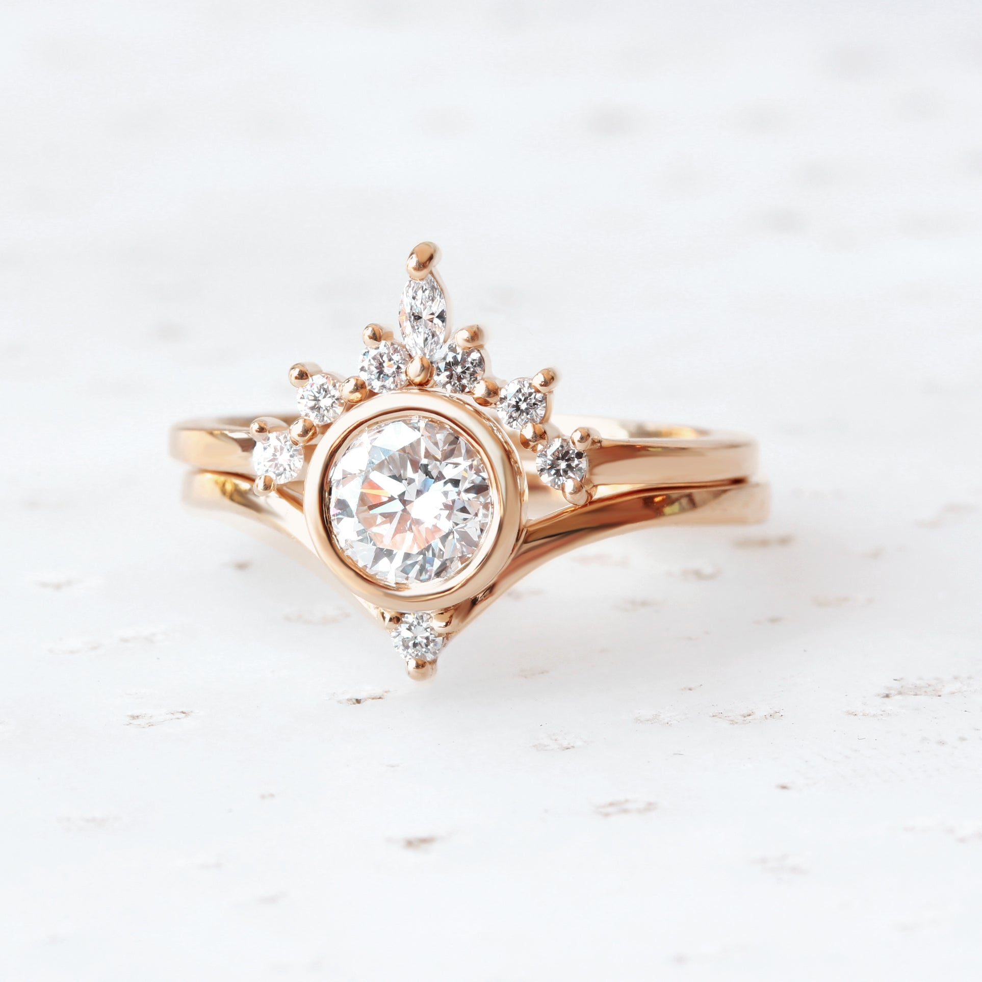 Bindi & Romi - 1ct Unique Diamond Engagement & Wedding, Bridal Rings Set - sillyshinydiamonds