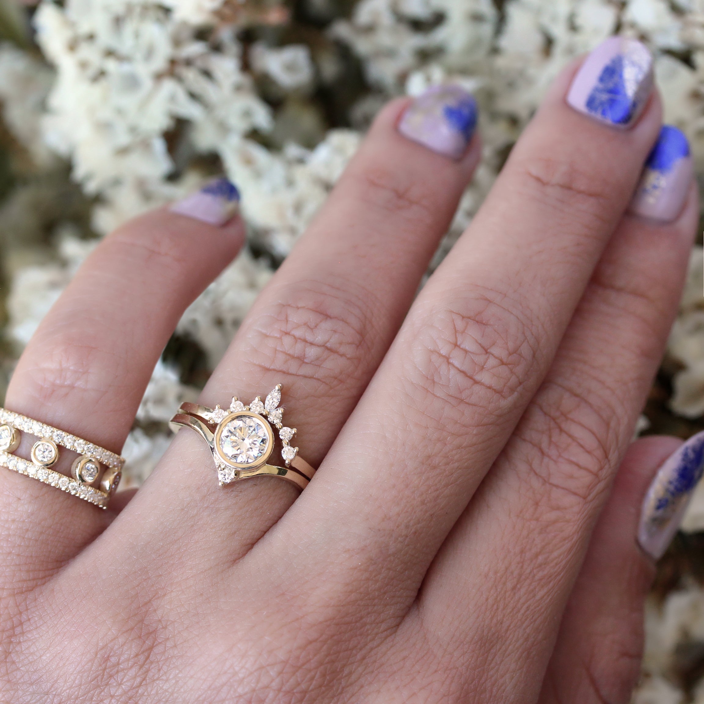 Bindi & Romi - 1ct Unique Diamond Engagement & Wedding, Bridal Rings Set - sillyshinydiamonds