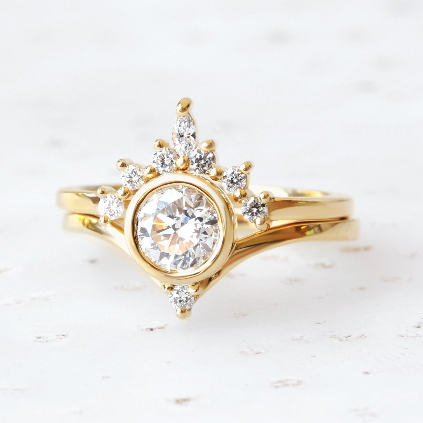 Bindi & Romi - 1ct Unique Diamond Engagement & Wedding, Bridal Rings Set - sillyshinydiamonds