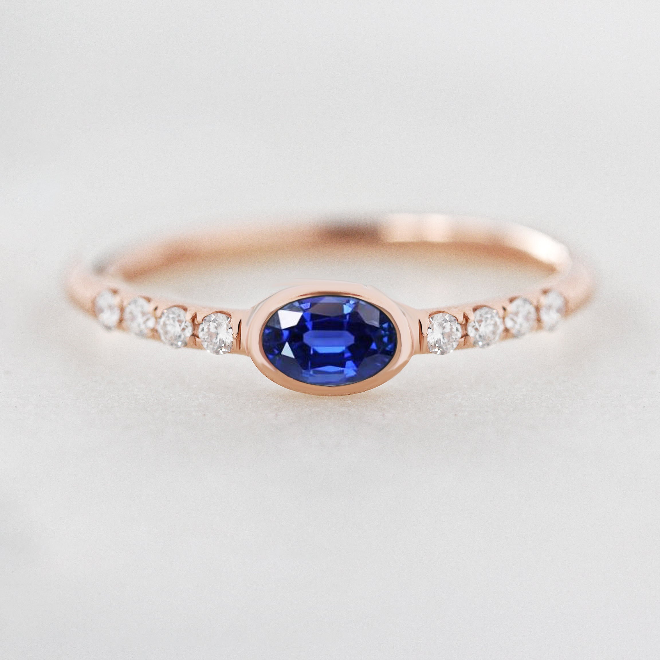 Oval Garnet & Diamonds Delicate Birthstone Gemstone Ring
